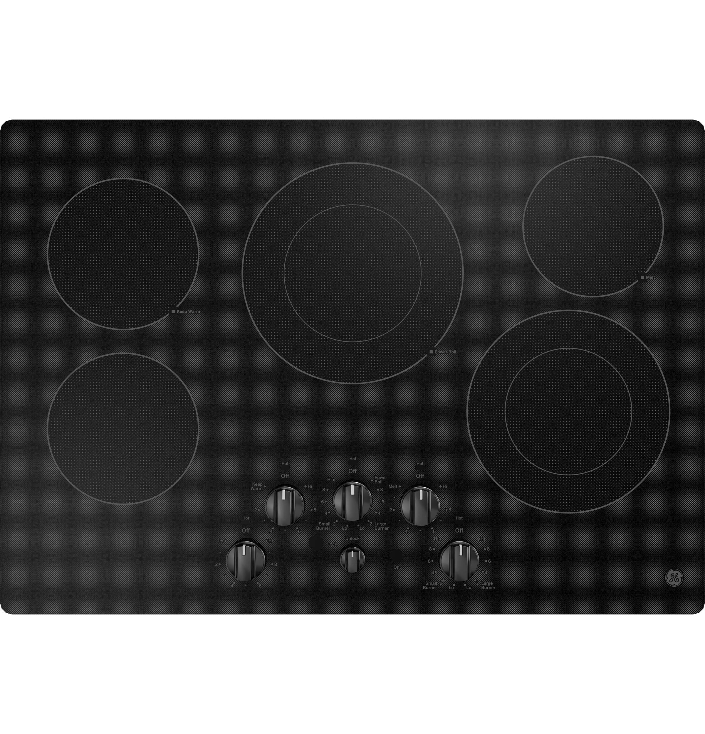 GE 30-in 5 burners Smooth Surface (Radiant) Black Electric Cooktop