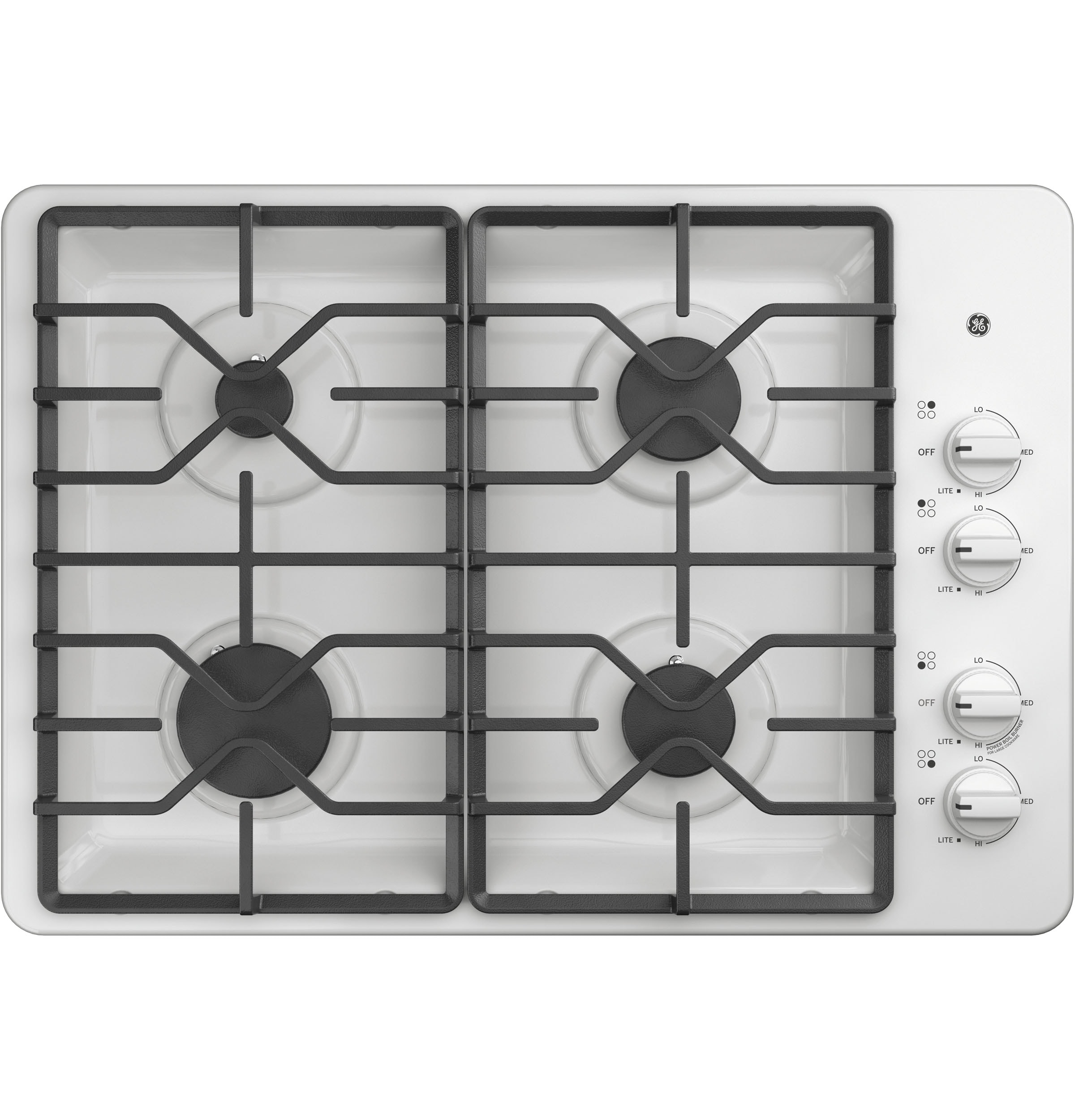 GE 30-in 4 burners White Gas Cooktop