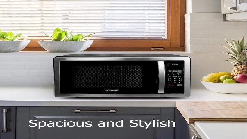 Farberware 1 1 cu ft 1000 Countertop Microwave Stainless Steel Black