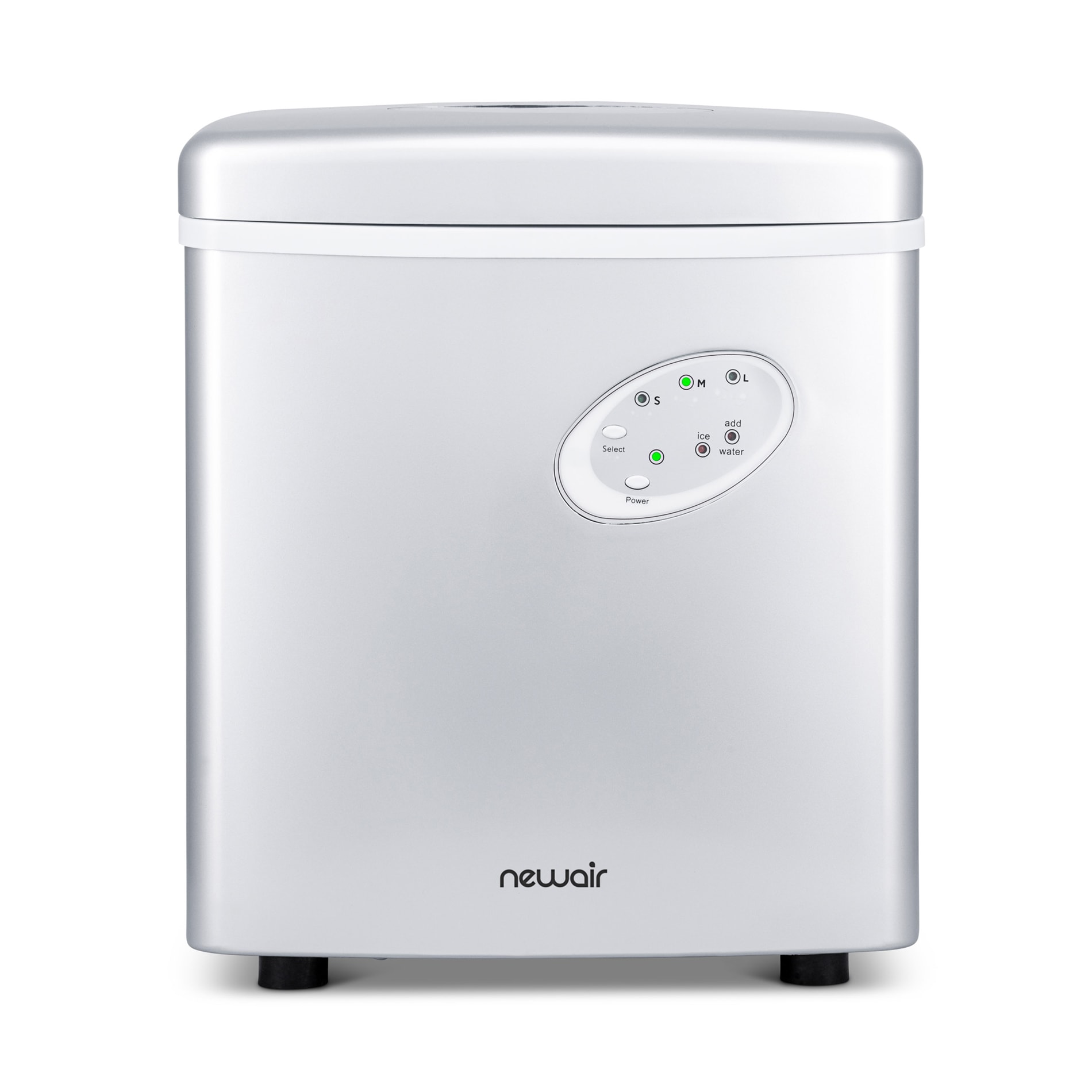 NewAir 28 lb Drop Down Door Portable Countertop Bullet Ice Maker Silver