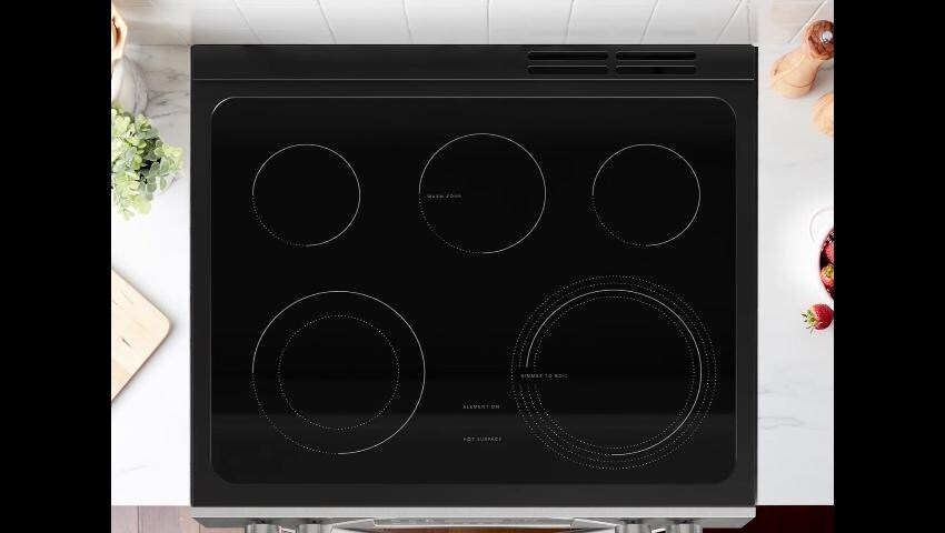 Frigidaire 30-in Glass Top 5 burners 5.3-cu ft Slide-In Electric Range Stainless steel )