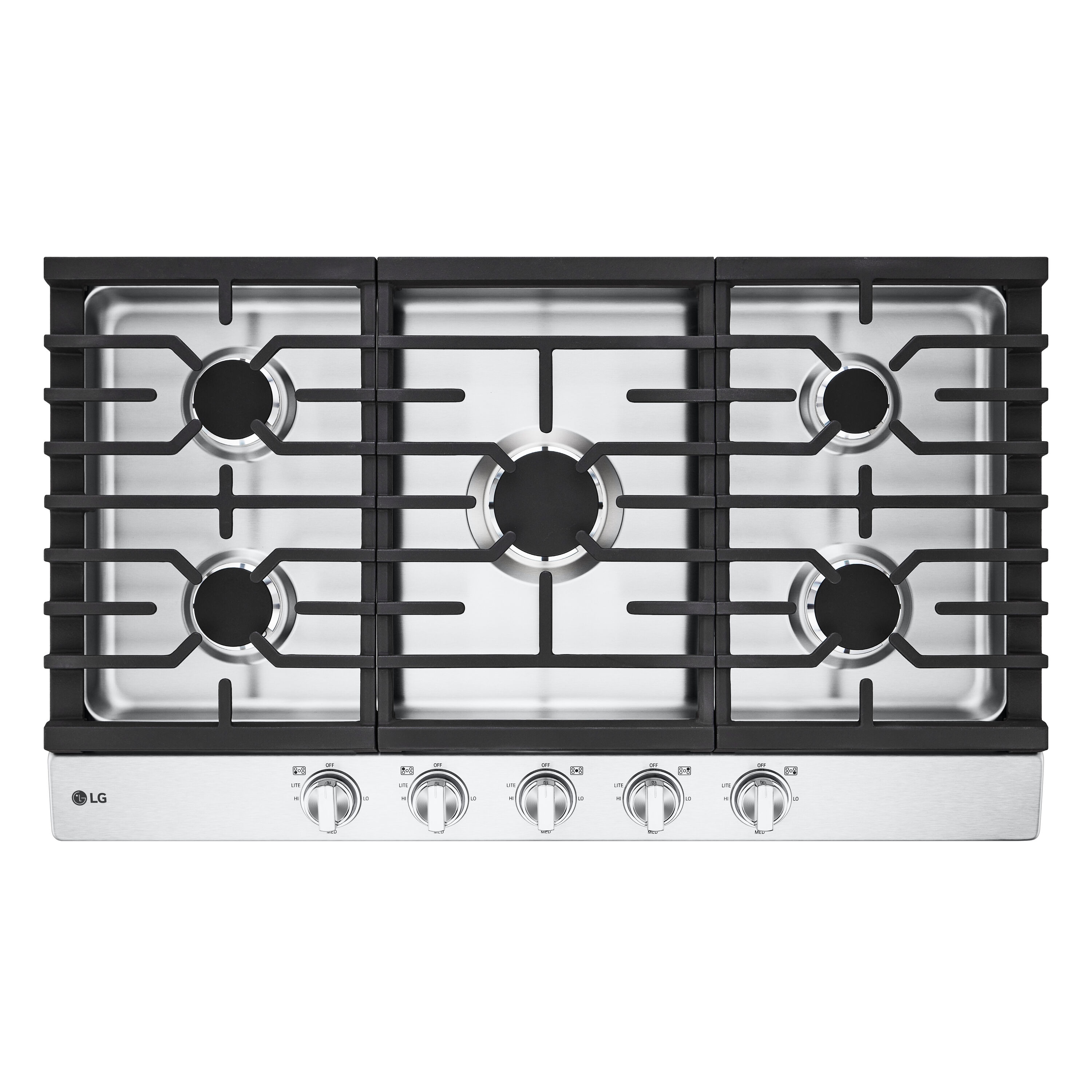 LG 36-in 5 burners Stainless steel Gas Cooktop