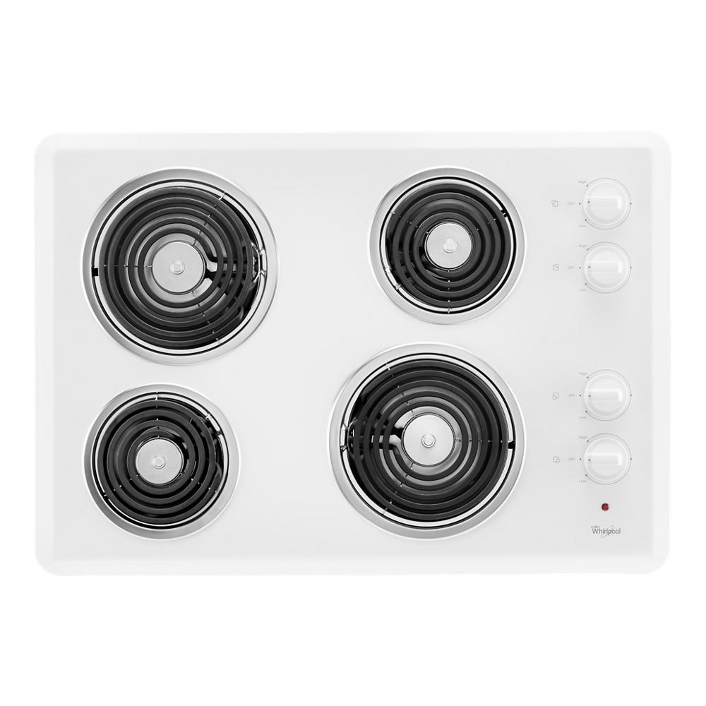 Whirlpool 30-in 4 burners Coil White Electric Cooktop