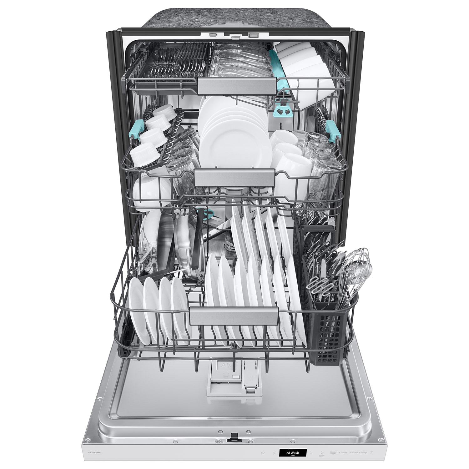 Samsung Bespoke Smart 38 dBA Dishwasher with StormWash and Smart Dry in White Glass