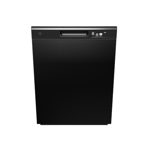 GE Dry Boost 60 Decibel Front Control 24 in Built In Dishwasher Black