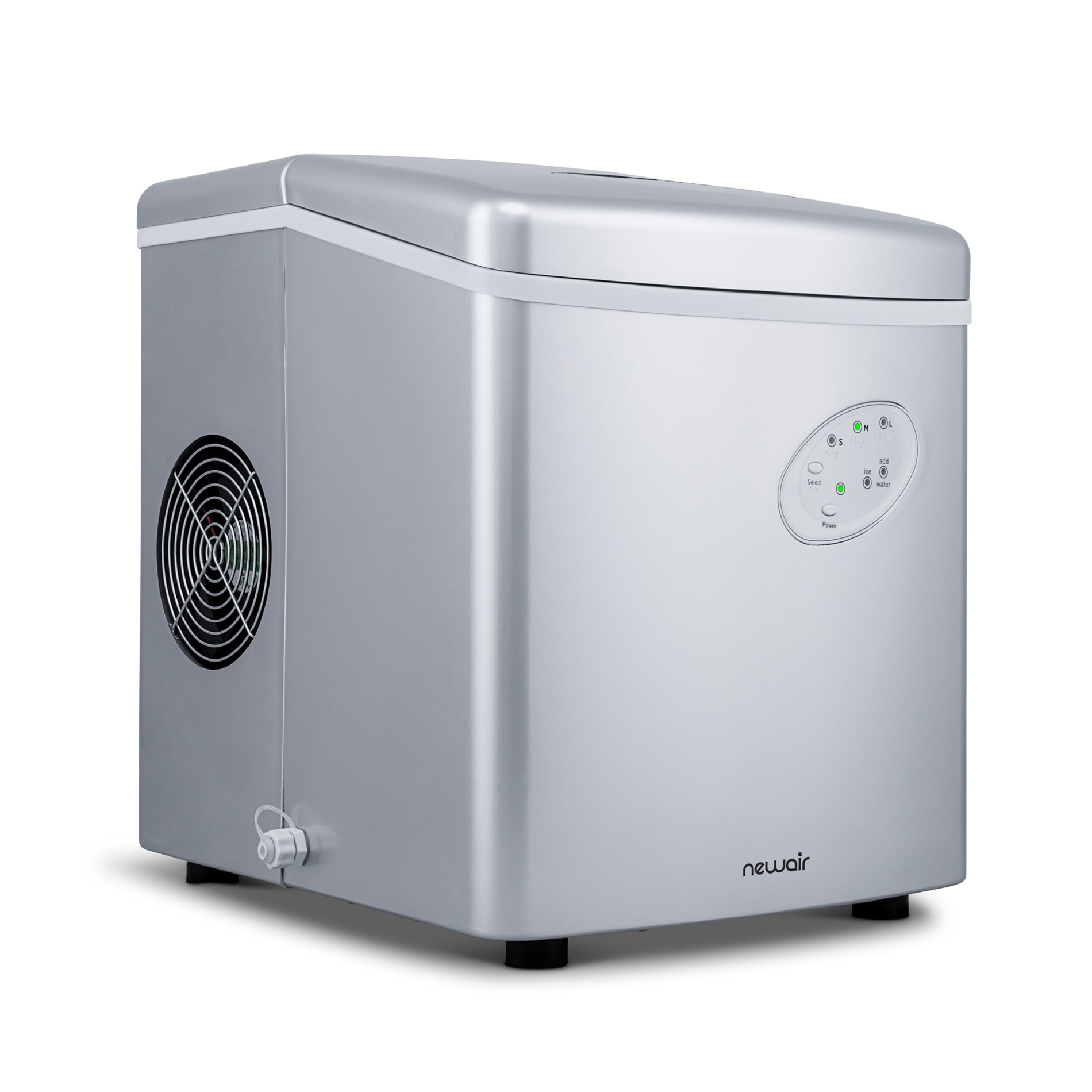 NewAir 28 lb Drop Down Door Portable Countertop Bullet Ice Maker Silver