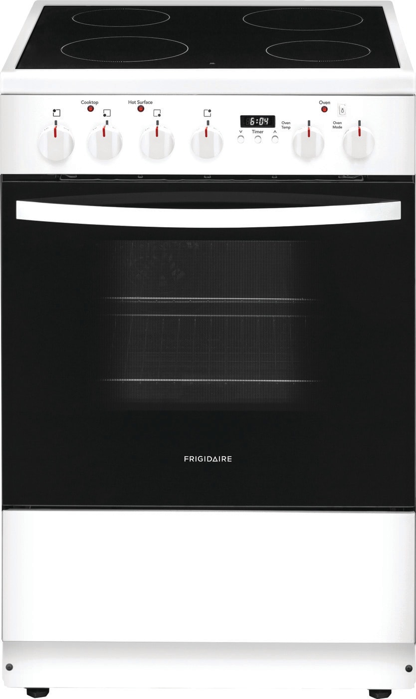 Frigidaire 24-in Glass Top 4 burners 1.9-cu ft Convection Oven Slide-In Electric Range White )