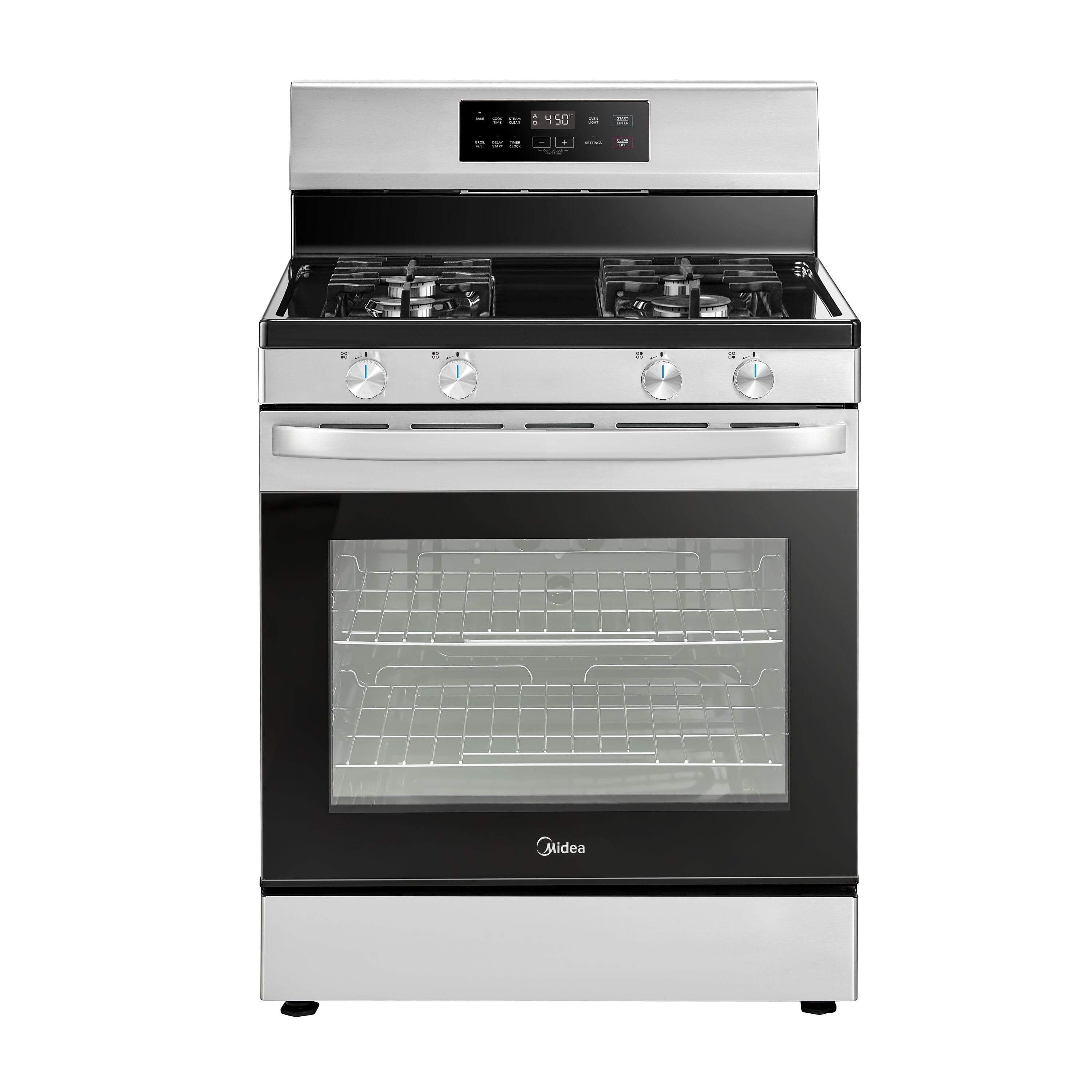 Midea 30-in 4 burners 6.1-cu ft Freestanding Natural Gas Range ( Stainless steel )