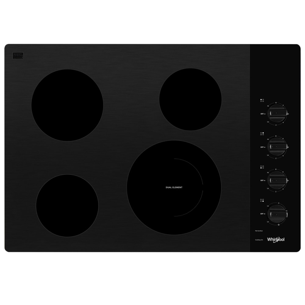 Whirlpool 30-in 4 burners Smooth Surface (Radiant) Black Electric Cooktop