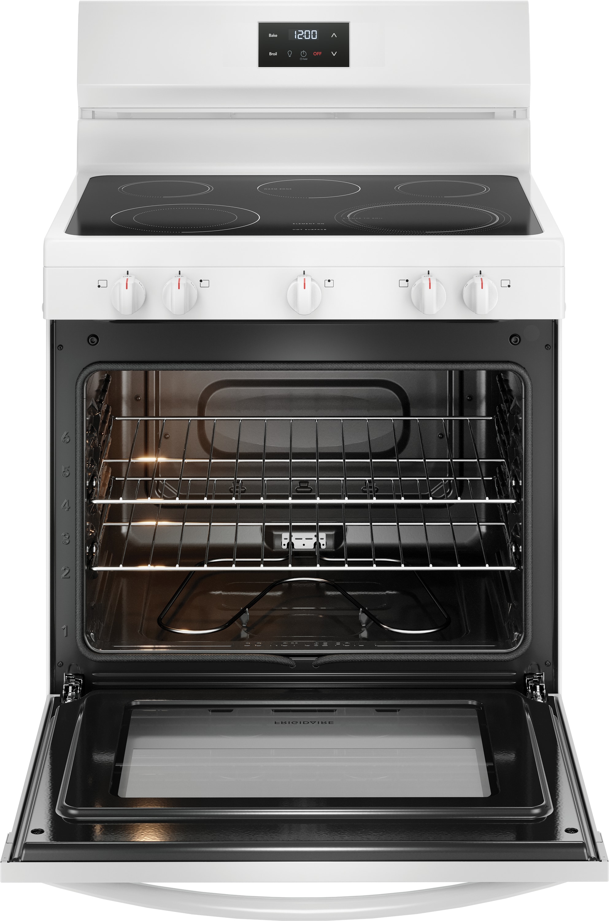Frigidaire 30-in Glass Top 5 burners 5.3-cu ft Freestanding Electric Range White )