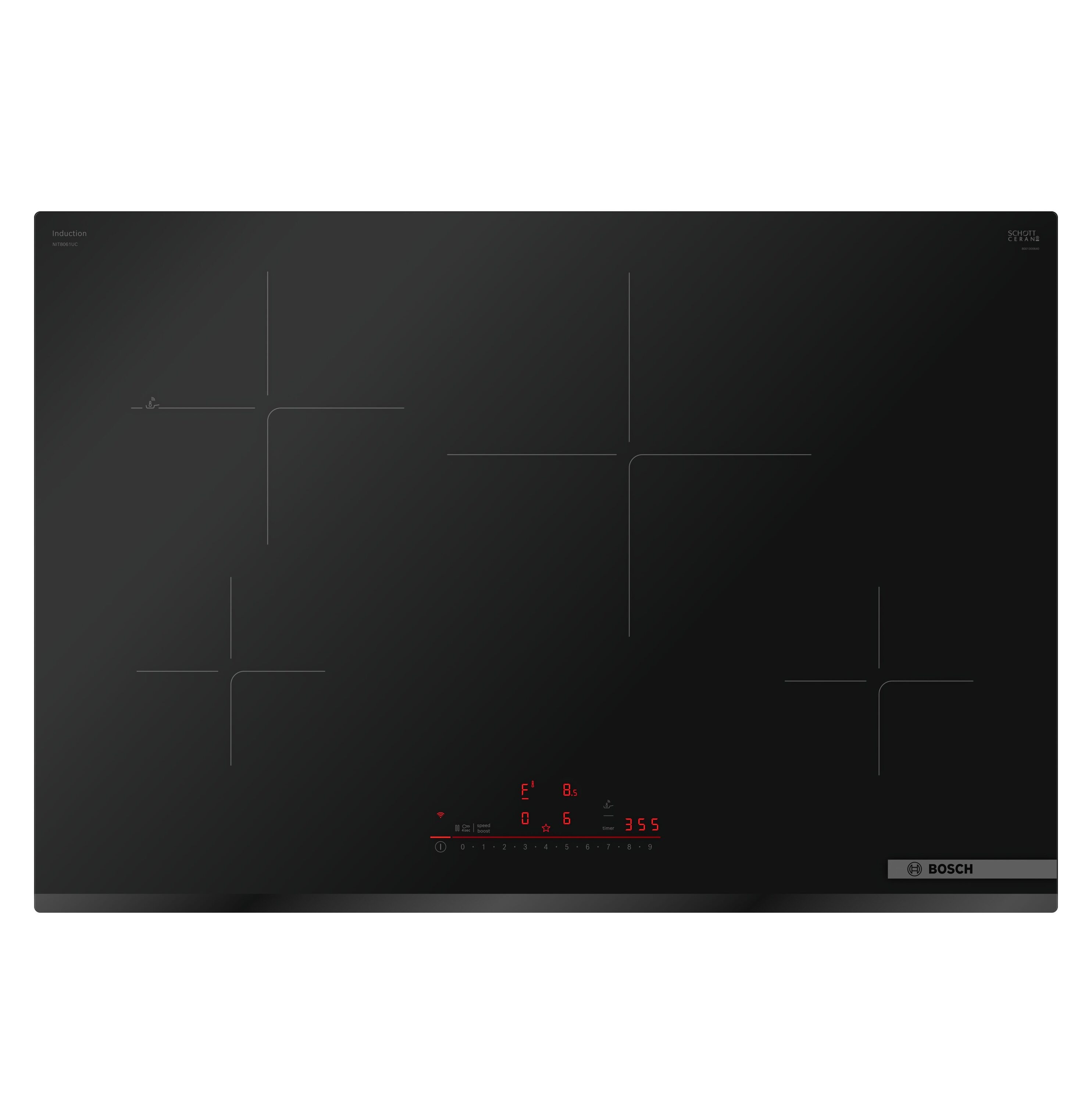 Bosch 800 Series 30-in 4 burners Black Smart Compatible Induction Cooktop