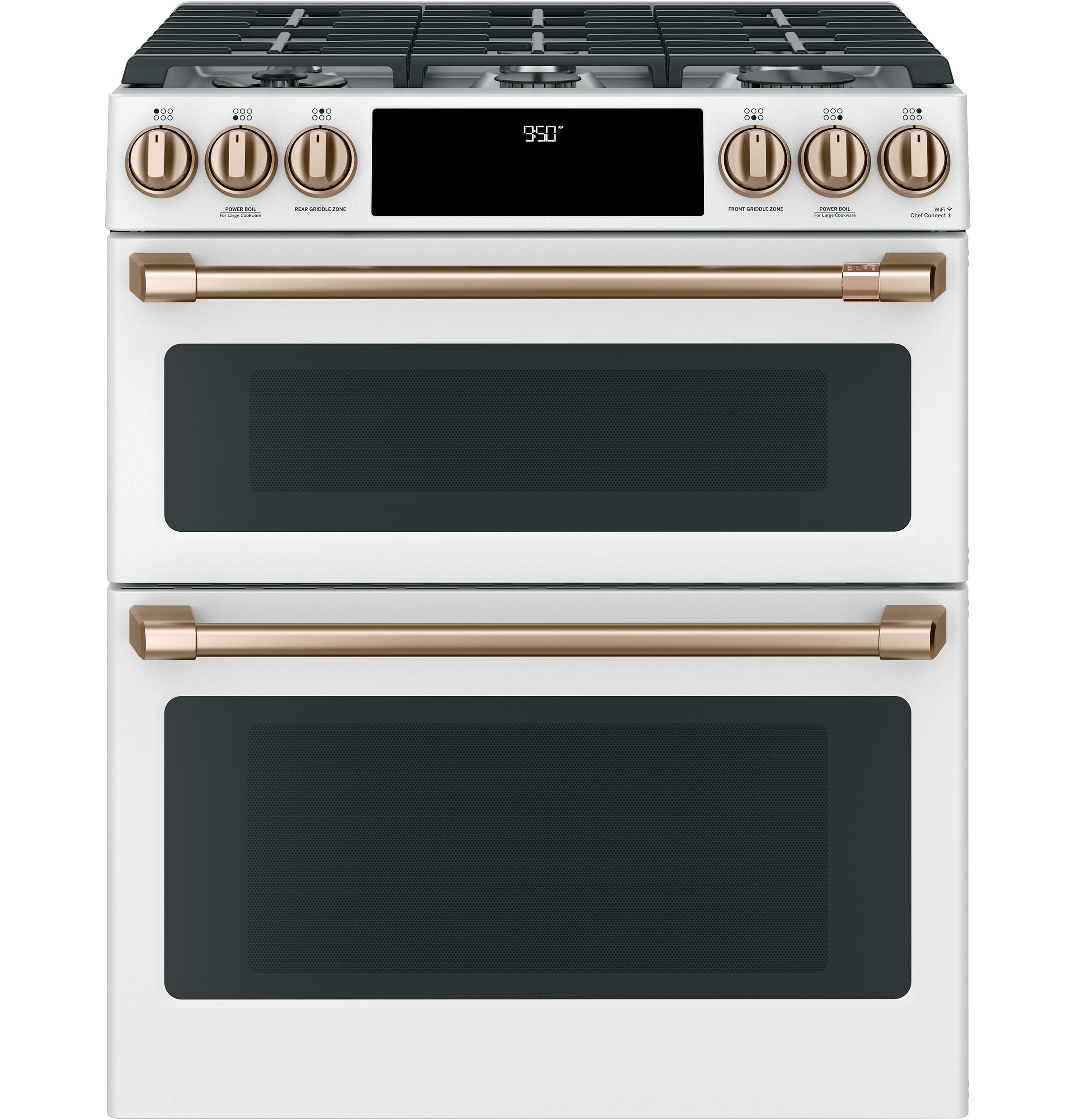Cafe 6 Burners 4 3 cu ft 2 7 cu ft Self Cleaning and Steam Cleaning Double Oven True Convection Dual Fuel Range Matte White Common 30 in Actual 29 875 in