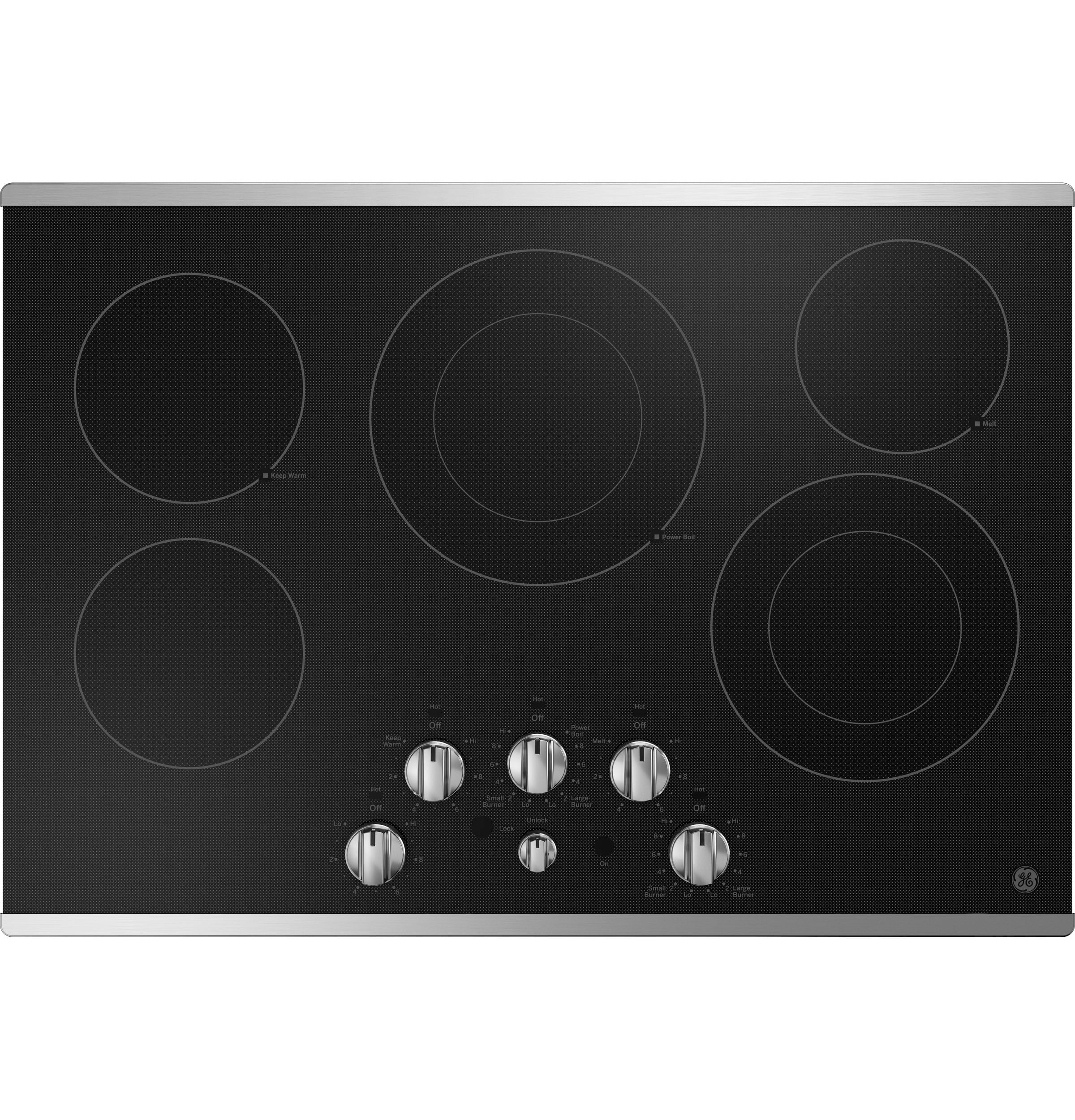 GE 30-in 5 burners Smooth Surface (Radiant) Stainless steel Electric Cooktop