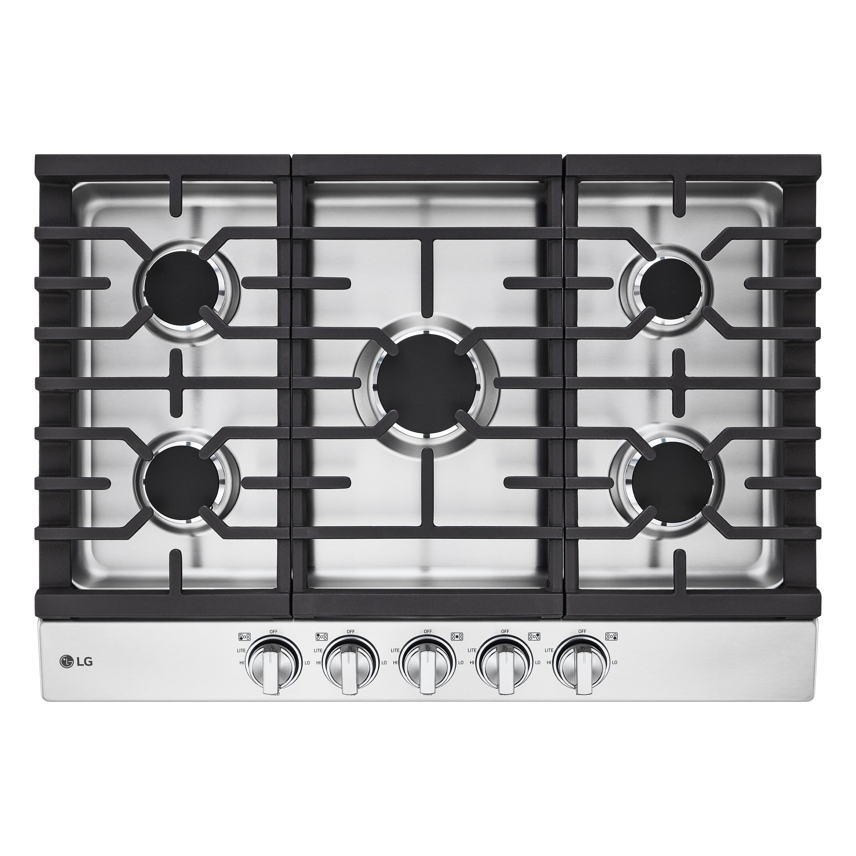 LG 30-in 5 burners Stainless steel Gas Cooktop