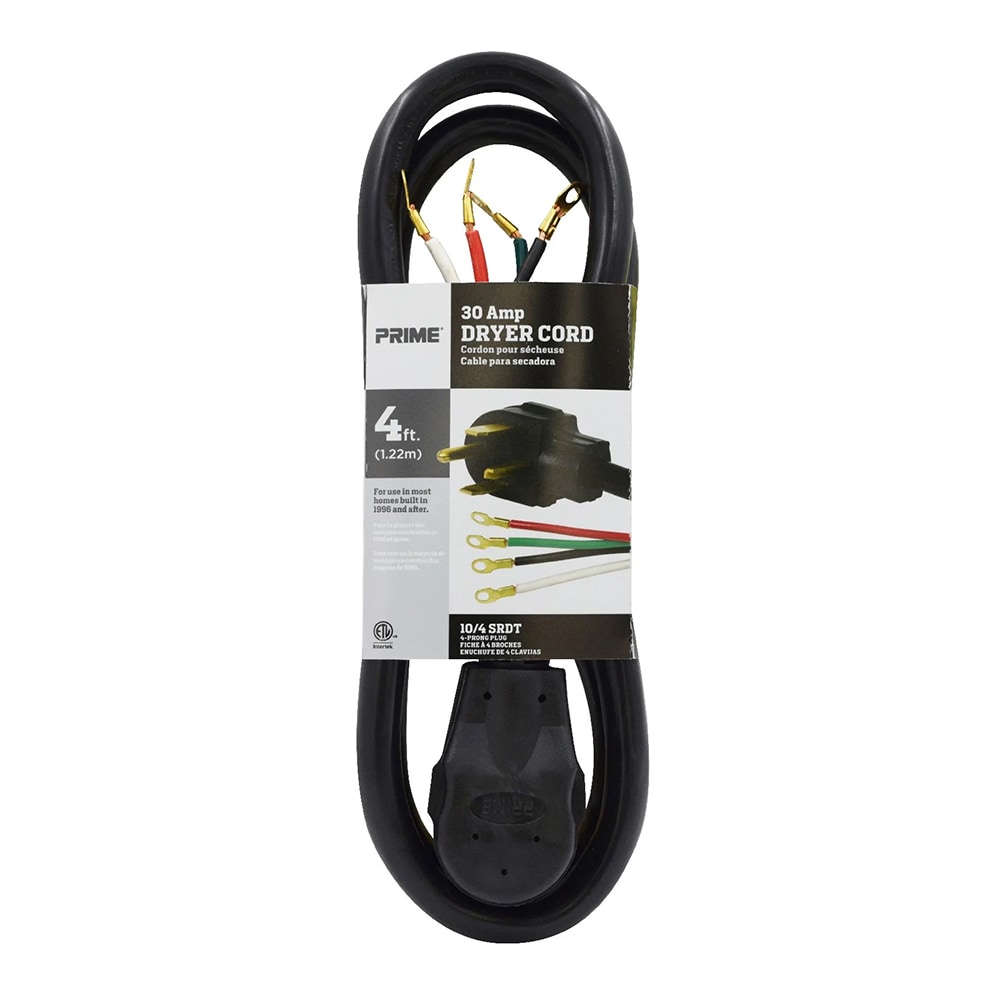 PRIME PRIME 4-ft 30 -Amp 4 -Prong Black Dryer Appliance Power Cord