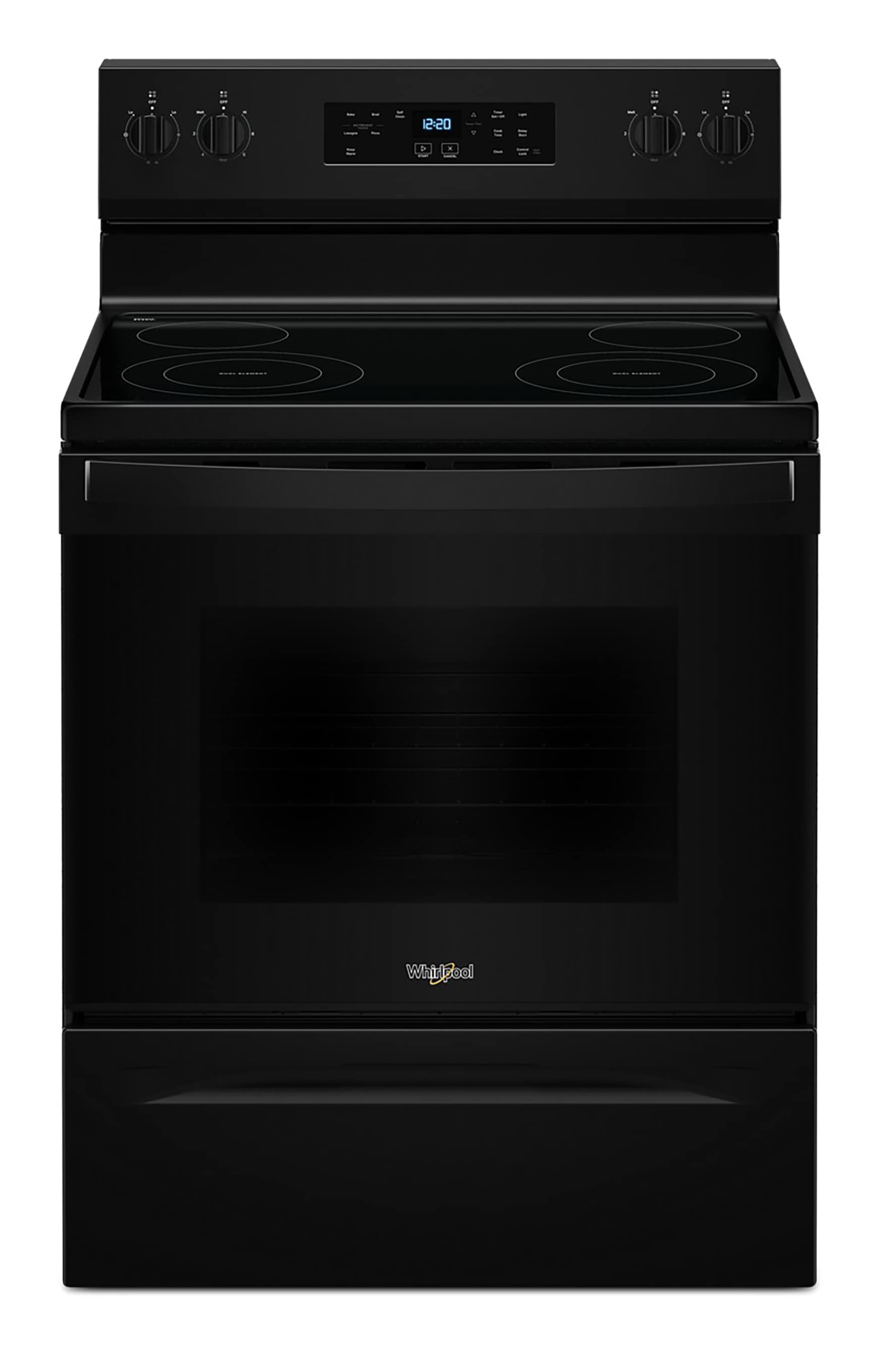 Whirlpool 30-in Glass Top 4 burners 5.3-cu ft Freestanding Electric Range ( Black )