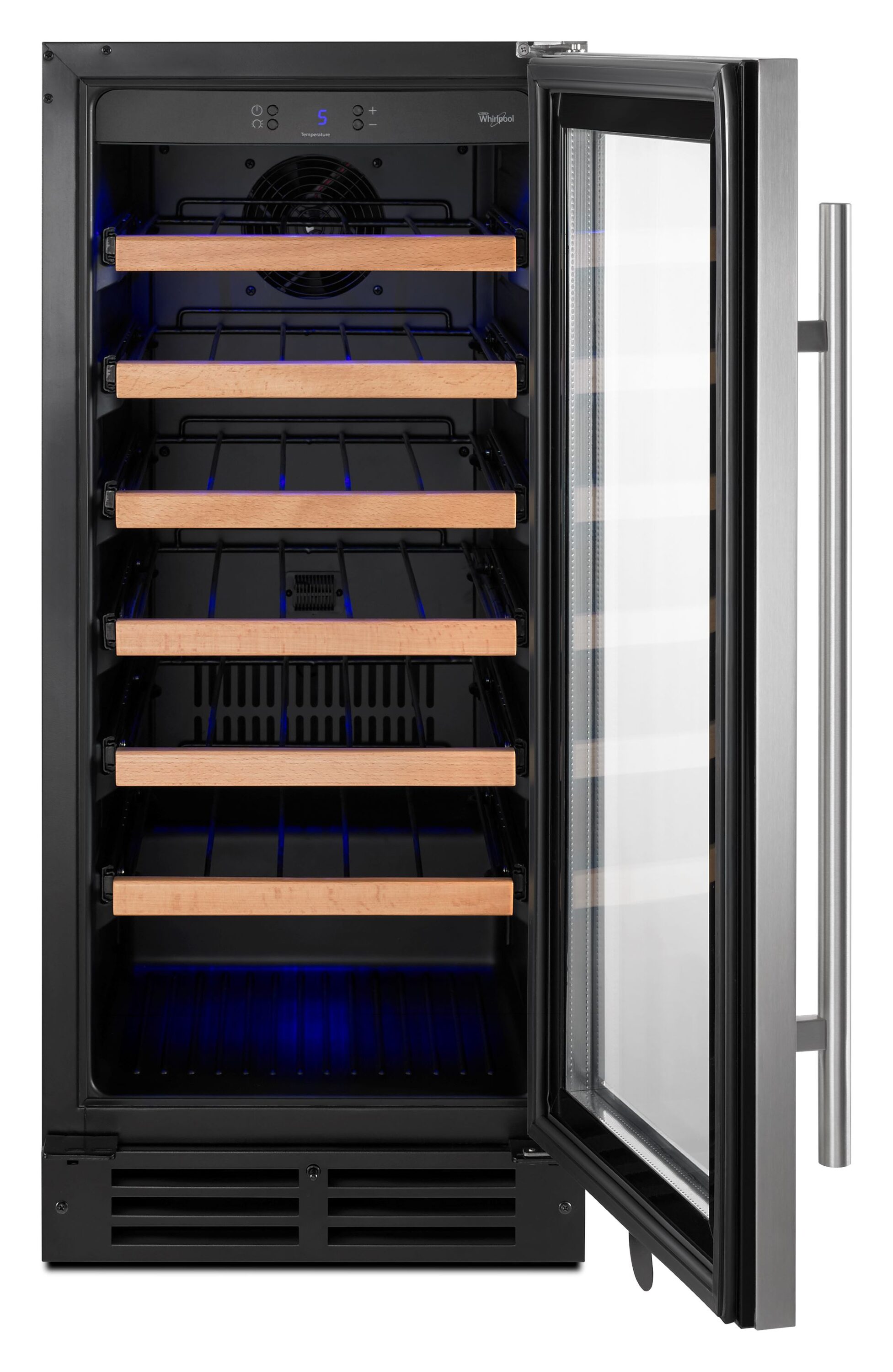 Whirlpool 15.0-in W 34 -Bottles Black-on-Stainless Built-in/Freestanding Indoor Wine Cooler