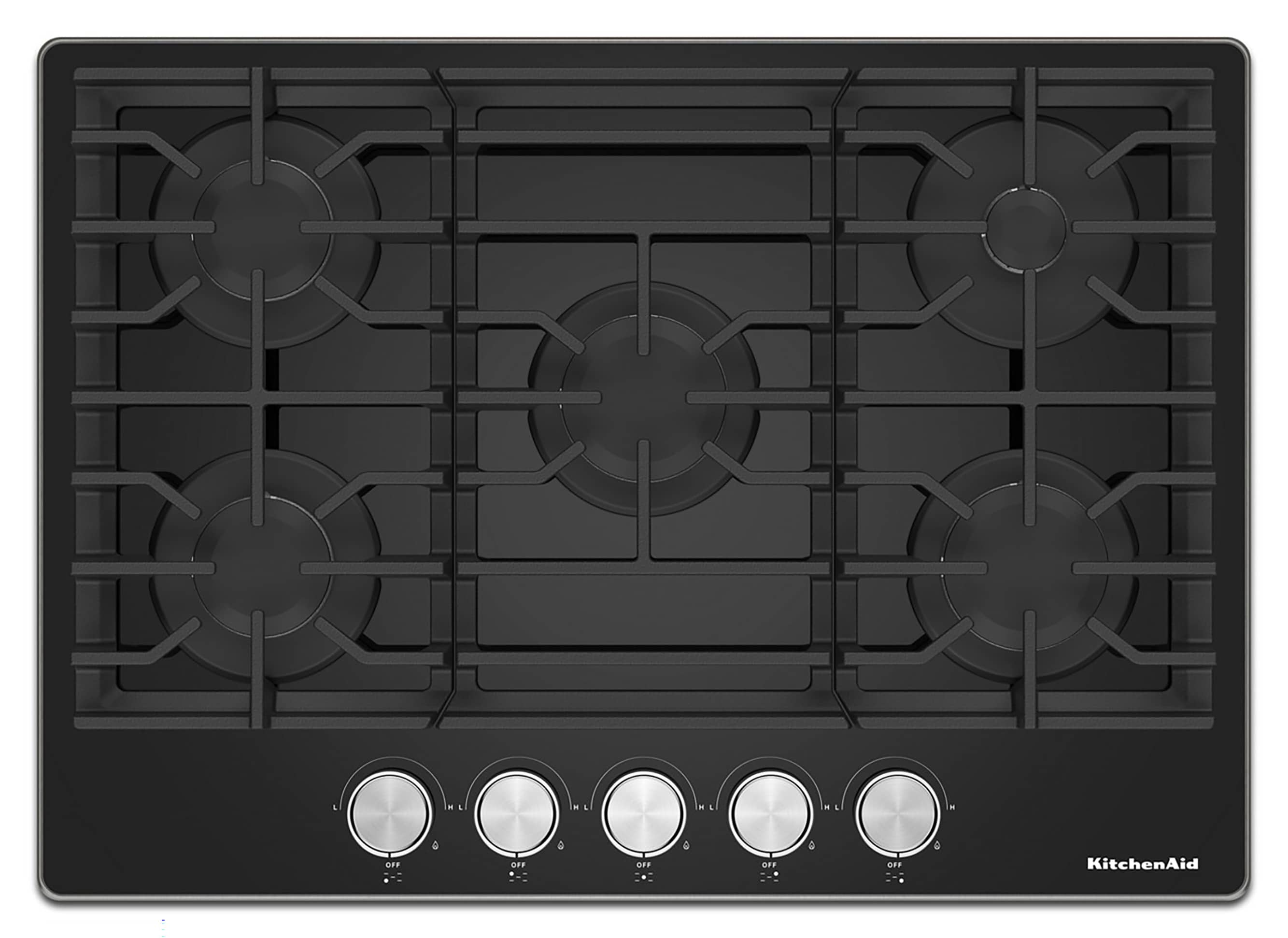 KitchenAid 30-in 5 burners Black Gas Cooktop