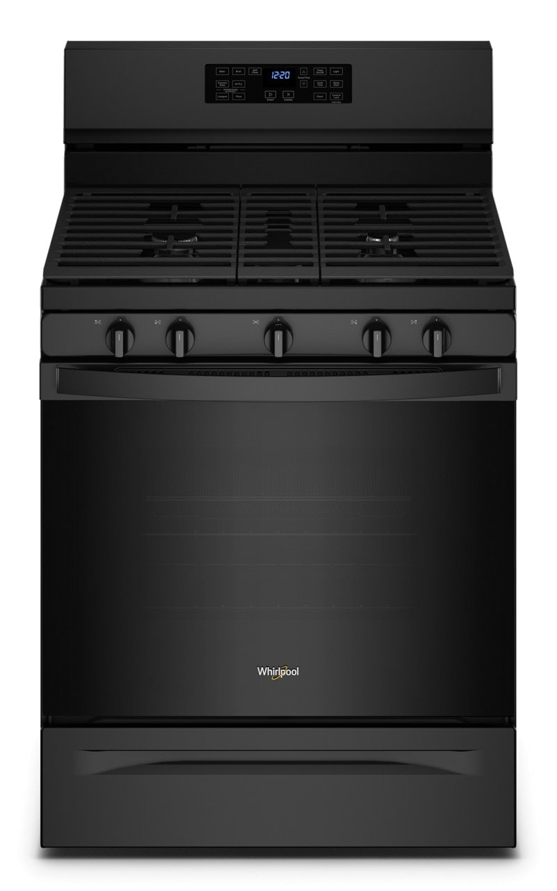 Whirlpool 30-in 5 burners 5.0-cu ft Air Fry Convection Oven Freestanding Natural Gas Range ( Black )