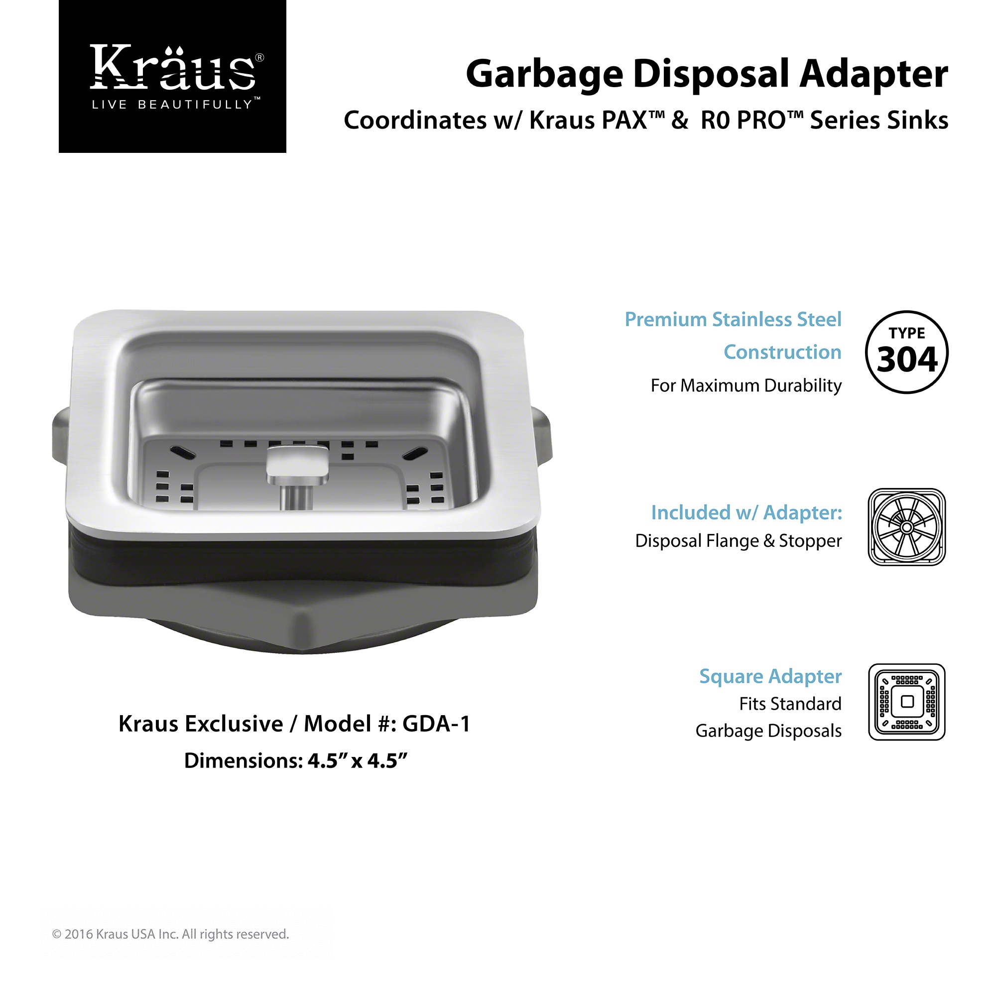 Kraus Pax Zero 4.5-in Stainless Steel Steel Garbage Disposal Stopper