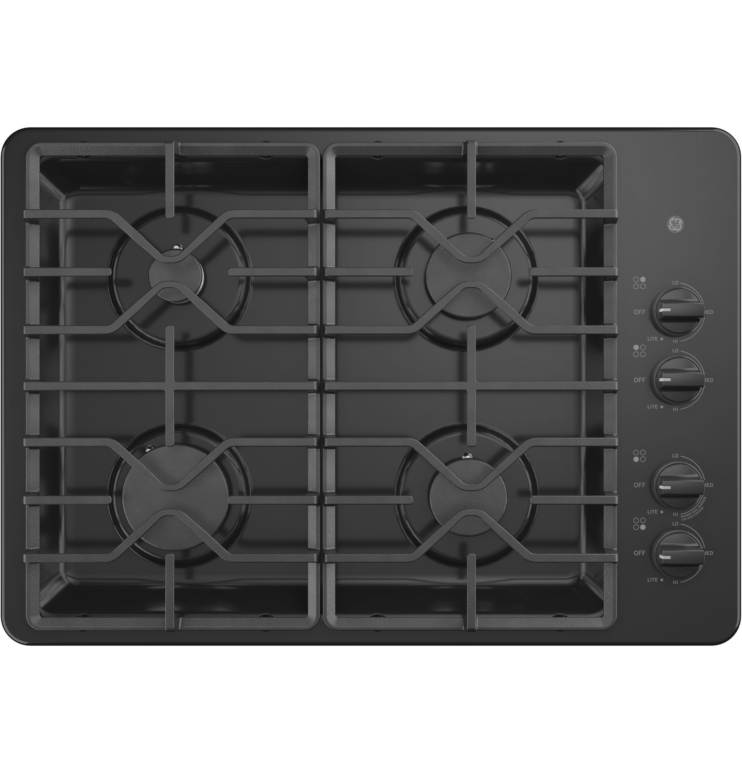 GE 30-in 4 burners Black Gas Cooktop
