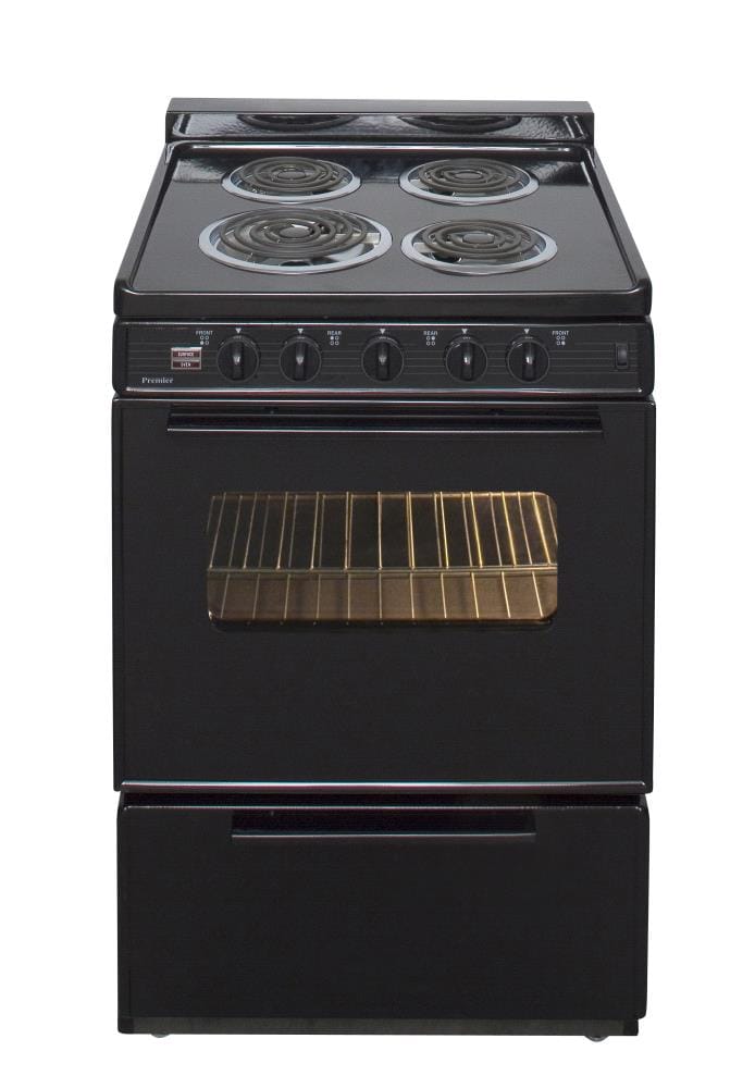 Premier 24-in 4 burners 2.9-cu ft Freestanding Electric Range with WipeClean Coating ( Black )