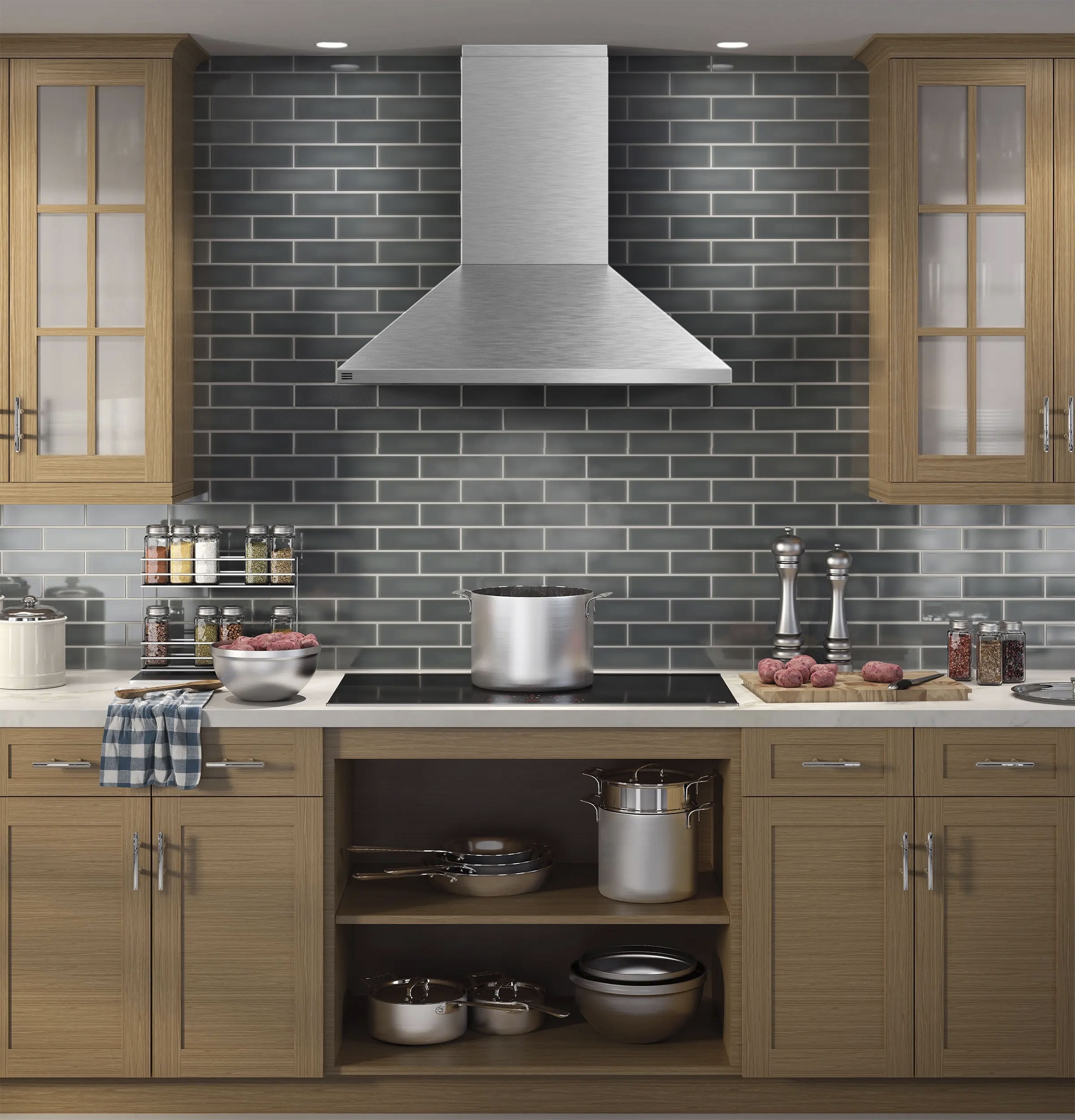 GE Profile 36 in 450 CFM Ducted Stainless Steel Smart Wall Mounted Range Hood with Charcoal Filter