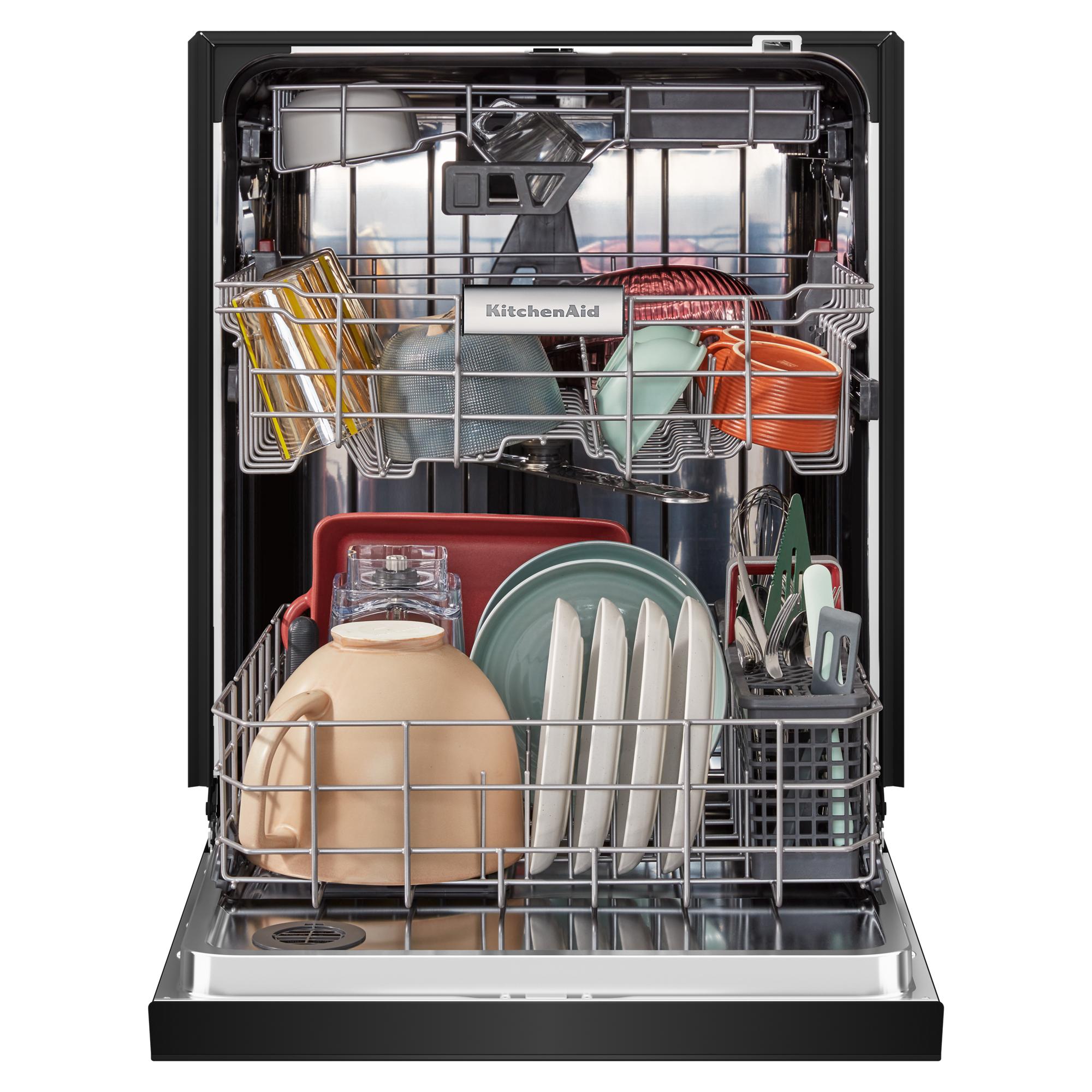 KitchenAid 40 Total Wash Jets 41 dBA 24 in Front Control Built in Dishwasher With Third Rack Black Stainless Steel 41 Decibel Quietest Sound Level