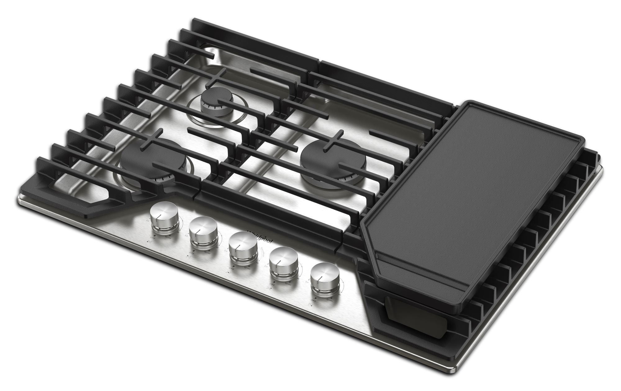 Whirlpool 30-in 5 burners Stainless steel Gas Cooktop