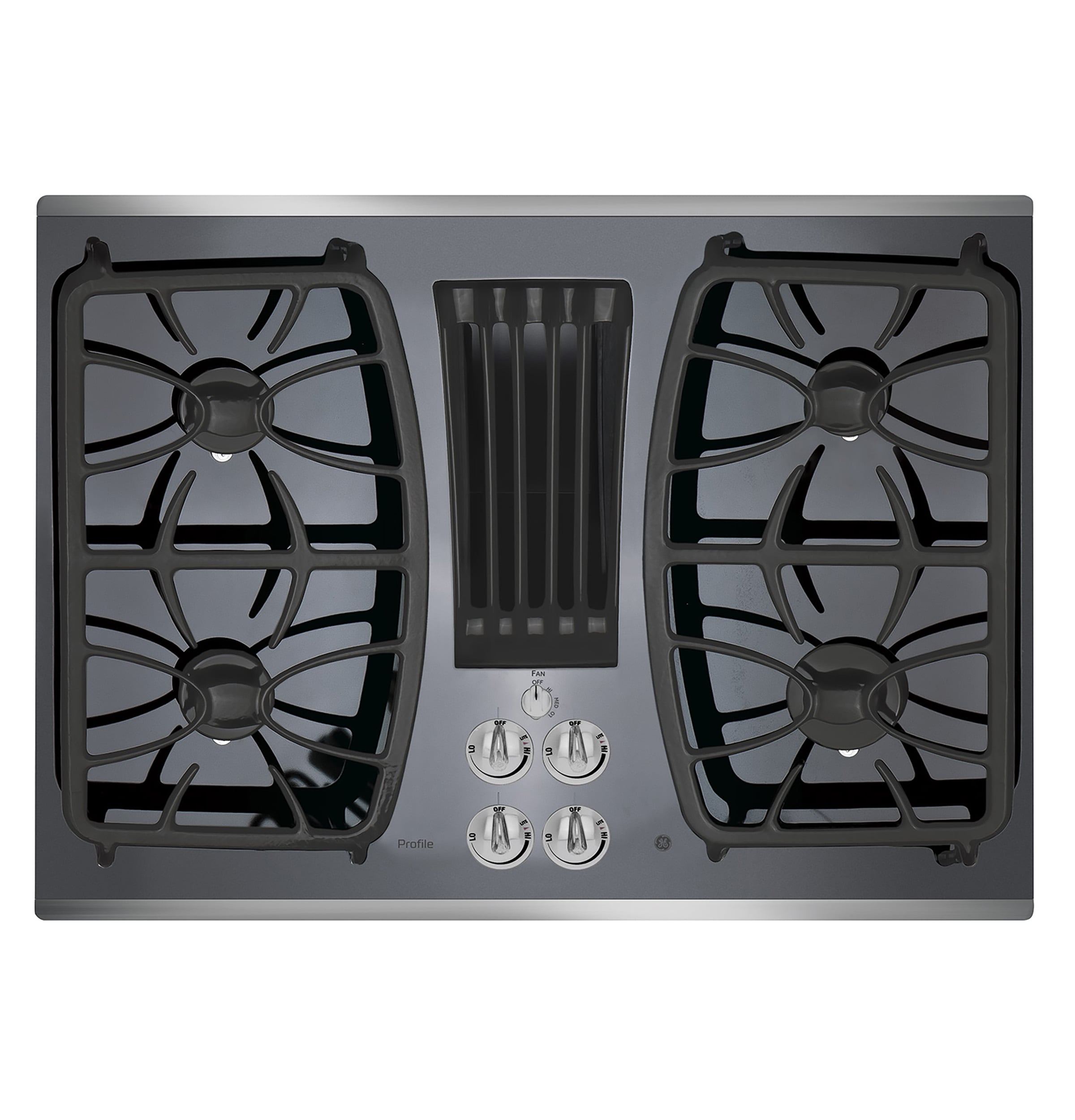 GE Profile 30-in 4 burners Stainless steel Gas Cooktop with Downdraft Exhaust