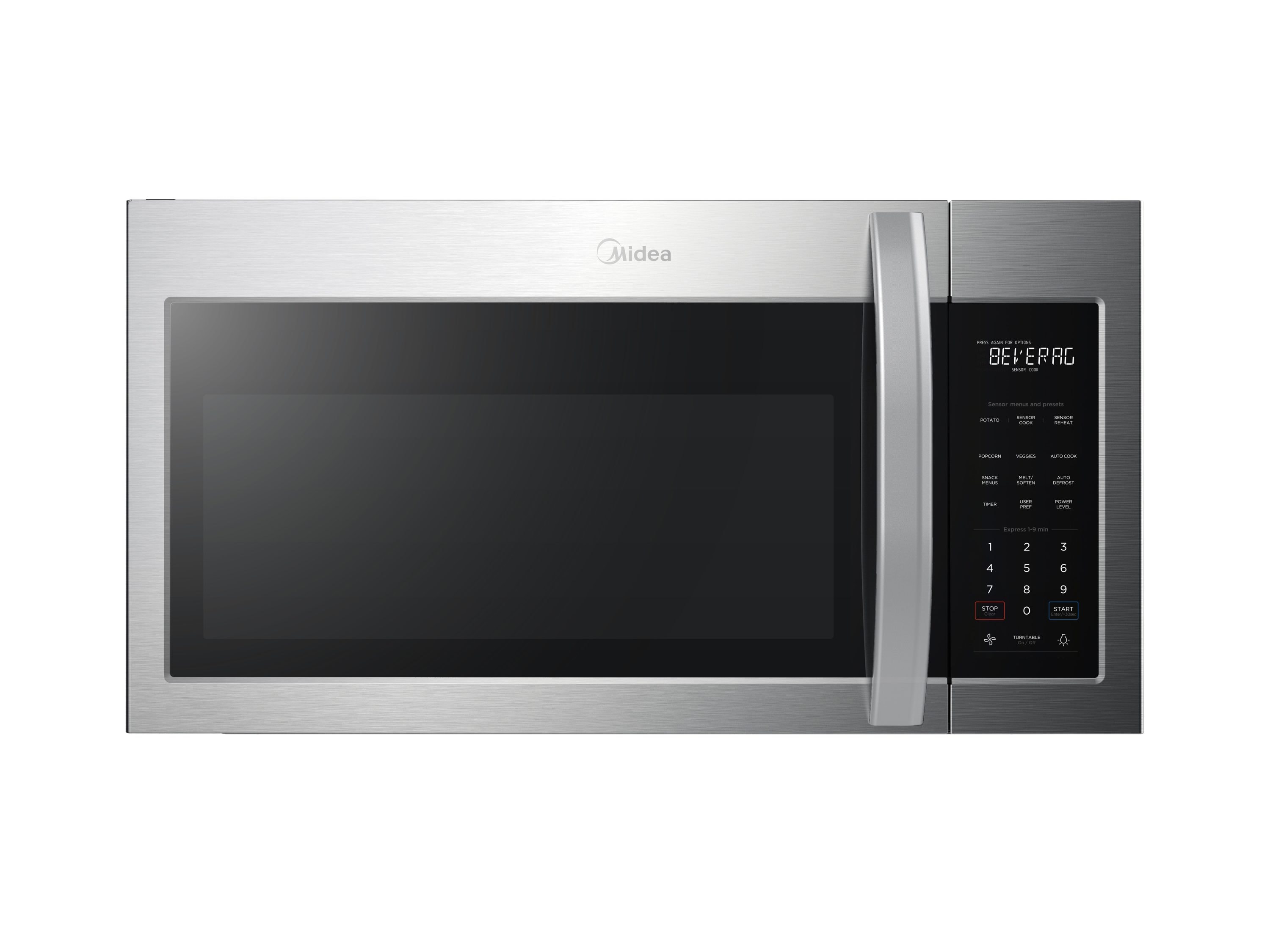 Midea 1 9 cu ft 1000 Watt Over the Range Microwave with Sensor Cooking Stainless Steel