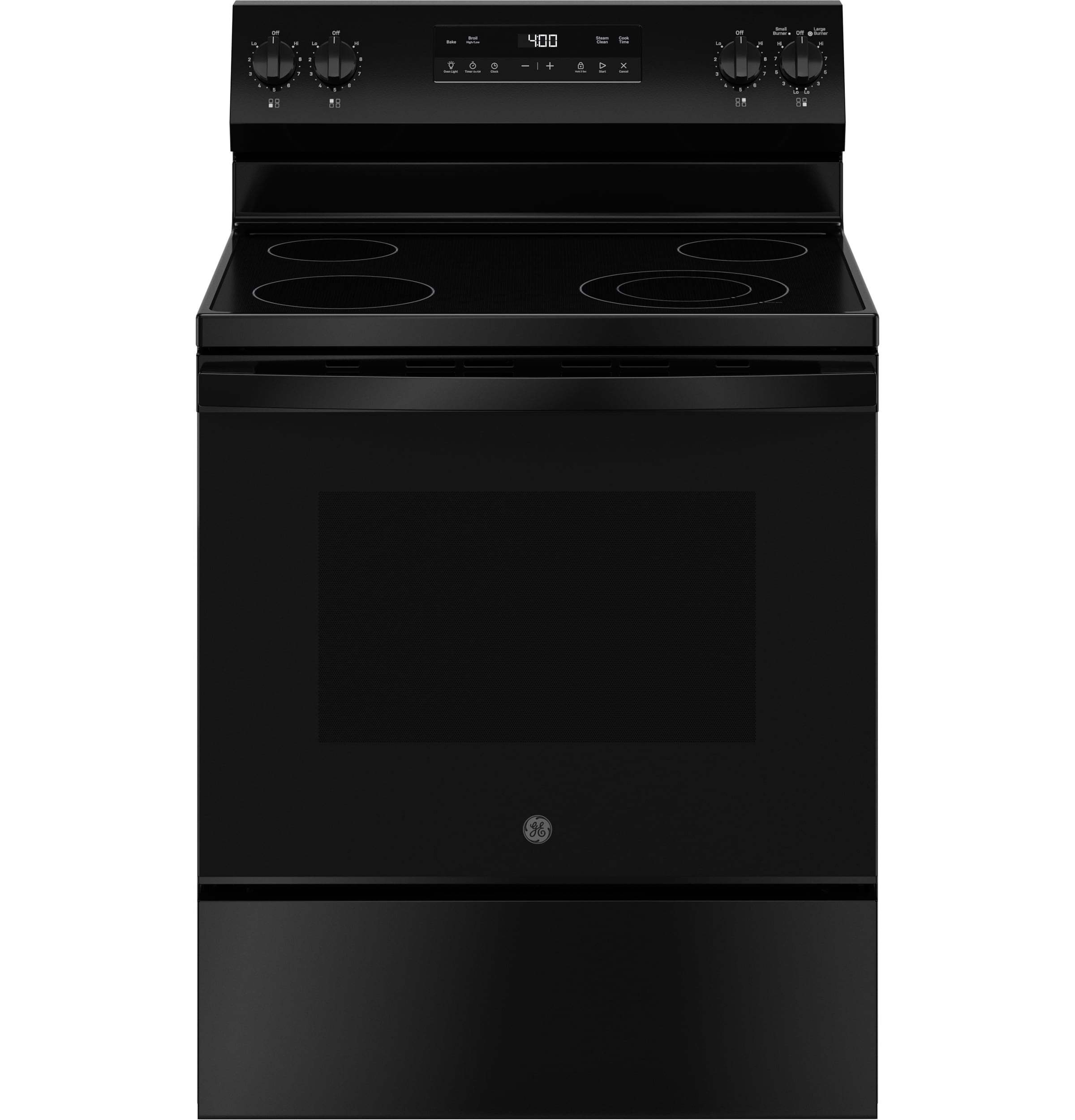 GE 30-in Glass Top 4 burners 5.3-cu ft Freestanding Electric Range ( Black )