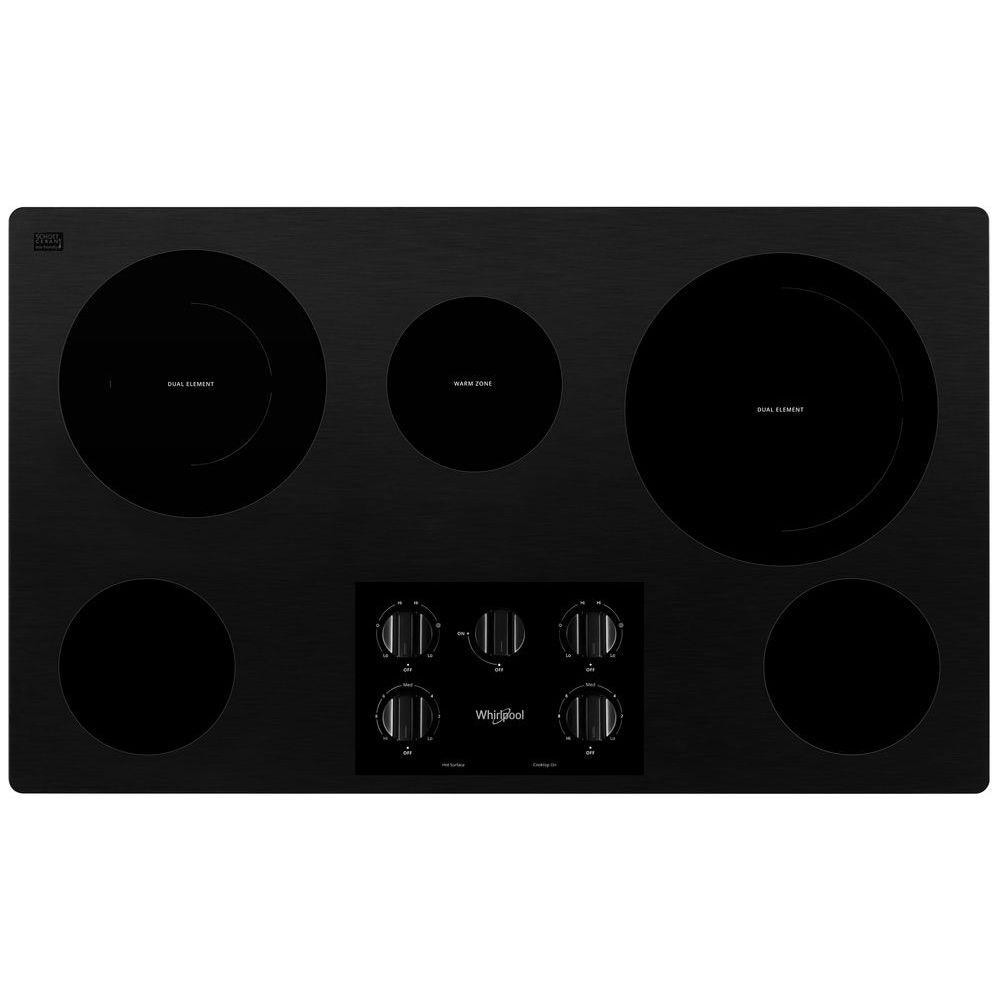 Whirlpool 36-in 5 burners Smooth Surface (Radiant) Black Electric Cooktop