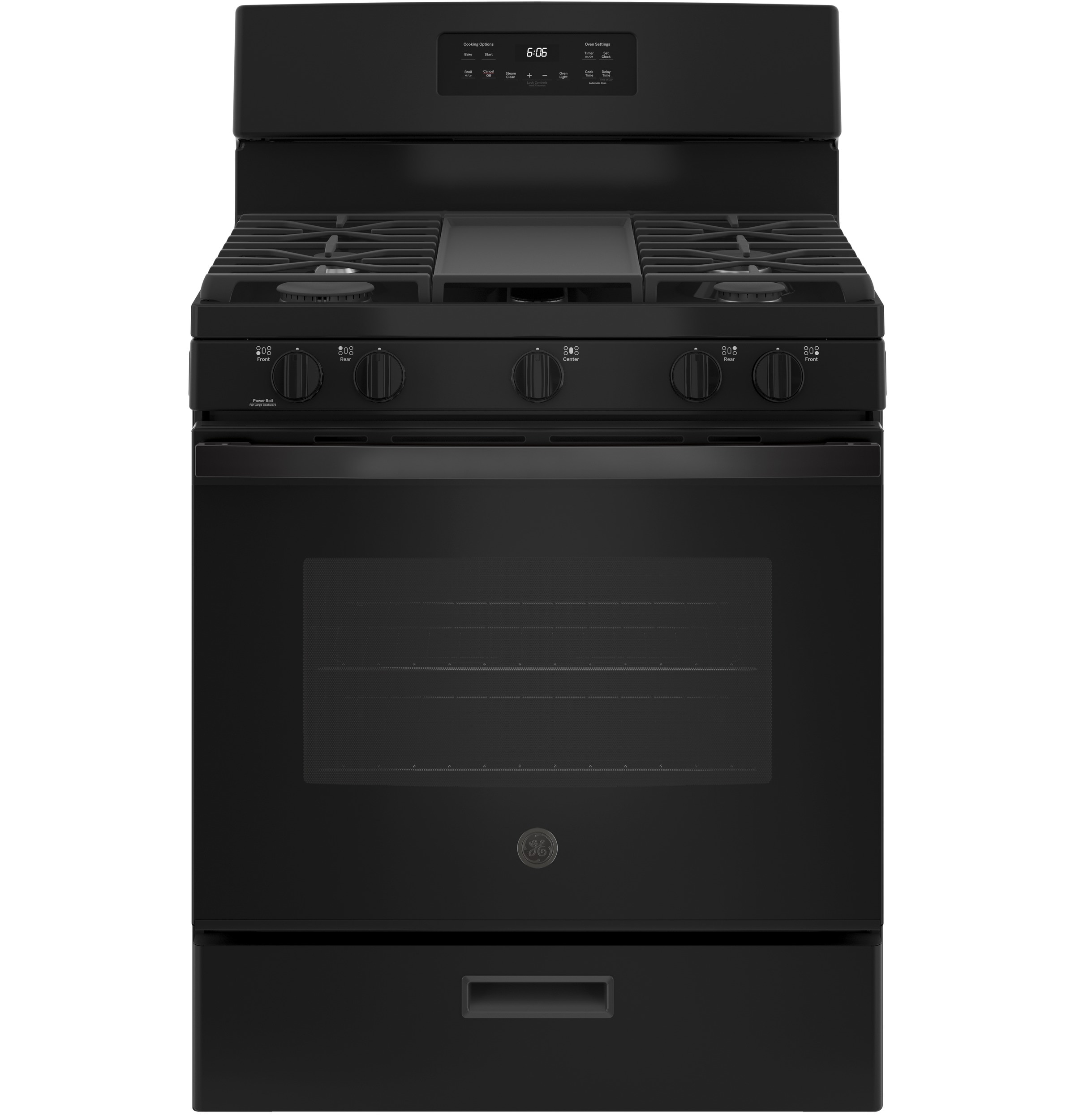 GE 30-in 5 burners 5-cu ft Freestanding Natural Gas Range ( Black )