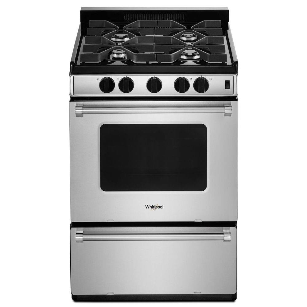 Whirlpool 24-in 4 burners 2.96-cu ft Freestanding Natural Gas Range ( Stainless steel )