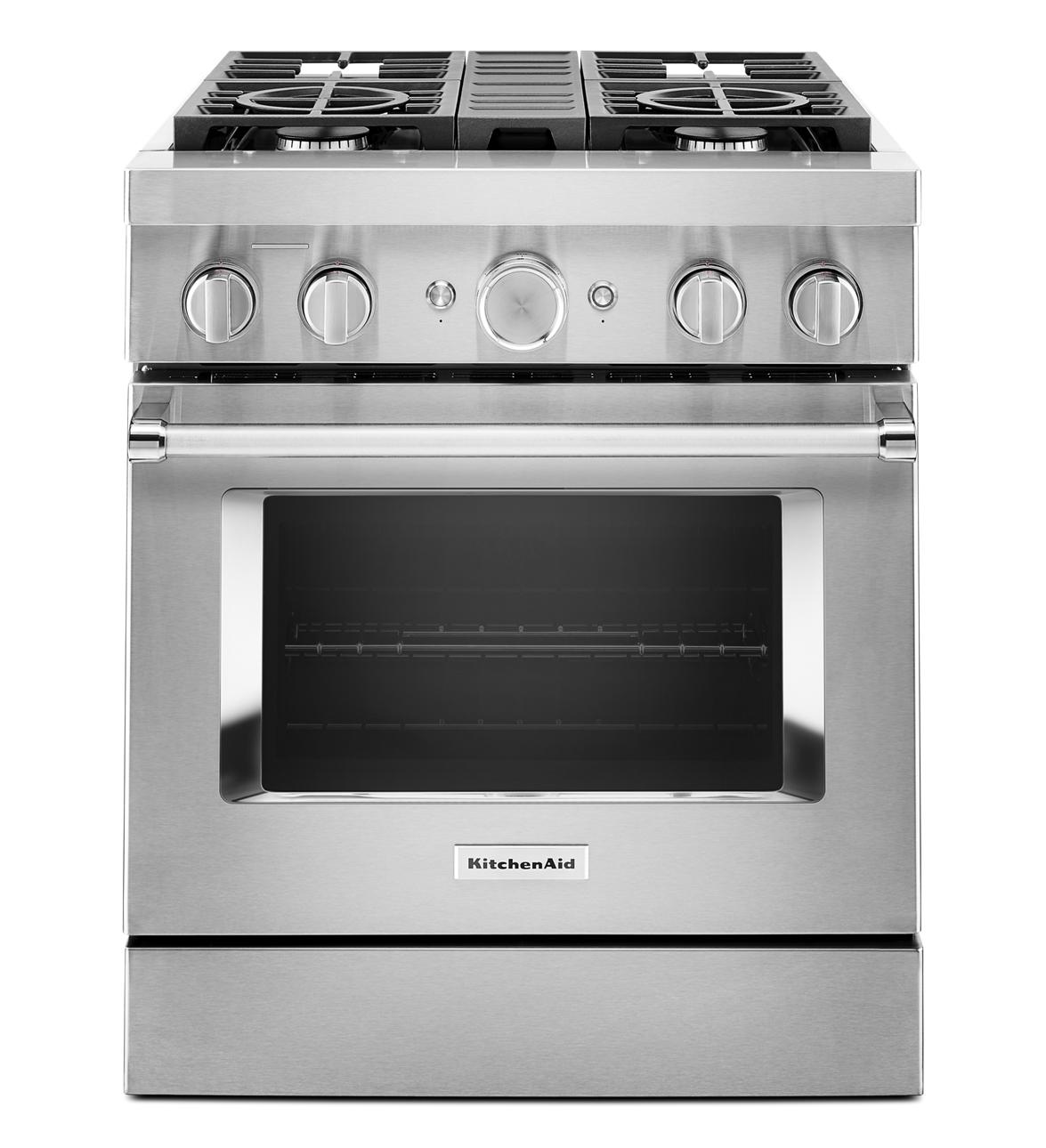KitchenAid 30-in Deep recessed 4 burners Convection Oven Freestanding Dual Fuel Range ( Stainless steel )