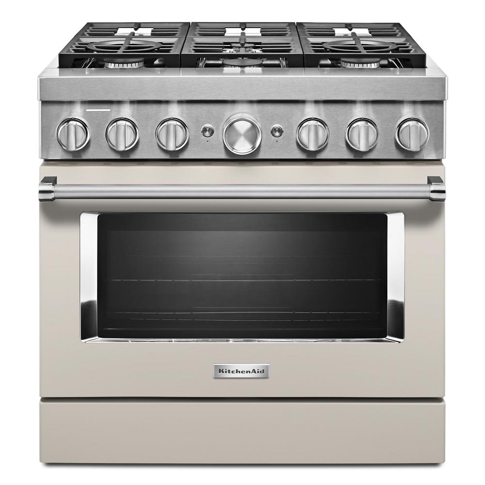 KitchenAid 36-in 6 burners 5.1-cu ft Convection Oven Freestanding Natural Gas Range ( Milkshake )