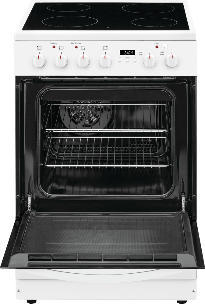 Frigidaire 24-in Glass Top 4 burners 1.9-cu ft Convection Oven Slide-In Electric Range White )