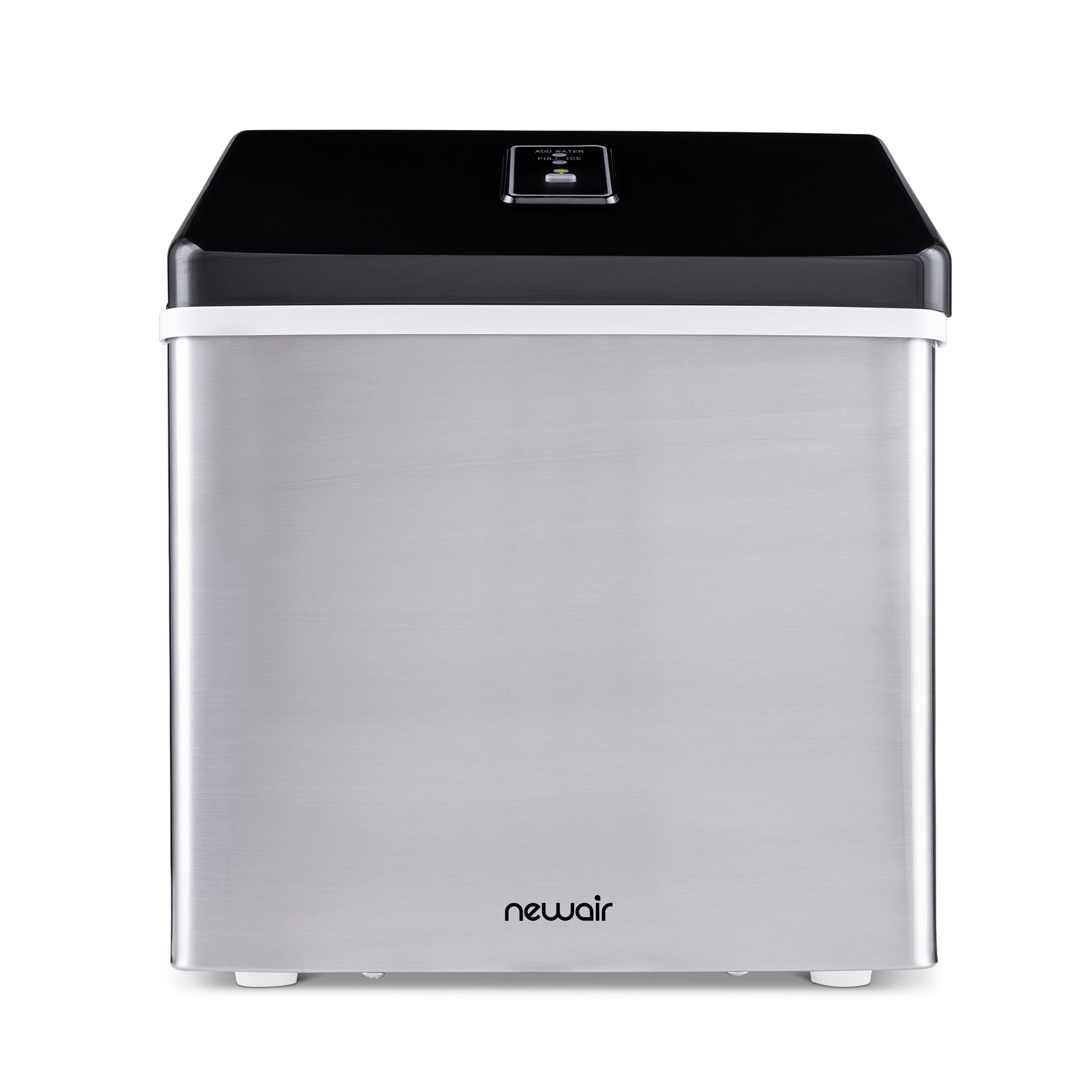 NewAir 40 lb Drop Down Door Portable Countertop Cube Ice Maker Stainless Steel and Black