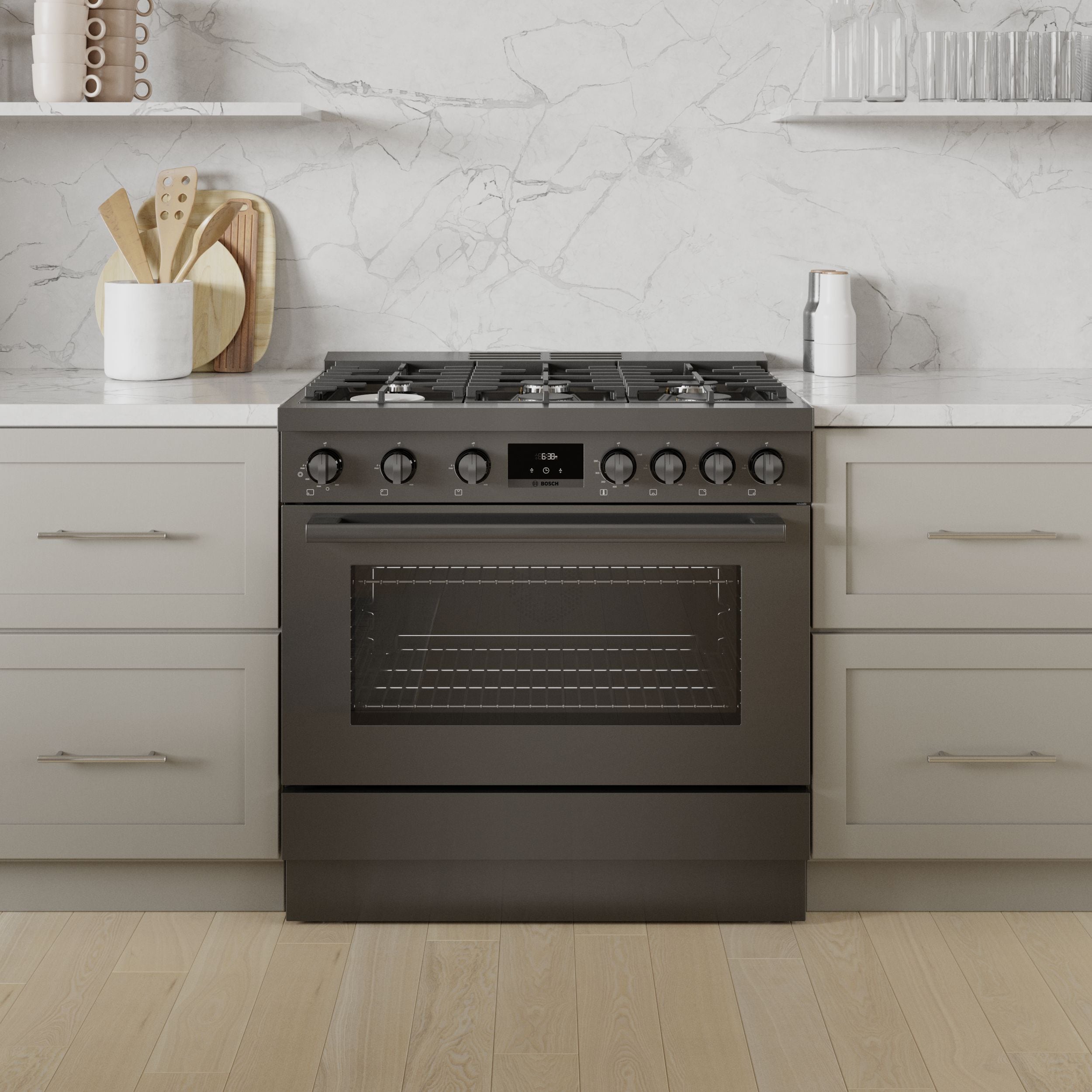 Bosch 36-in Gas range Toe kick ( Black Stainless Steel )