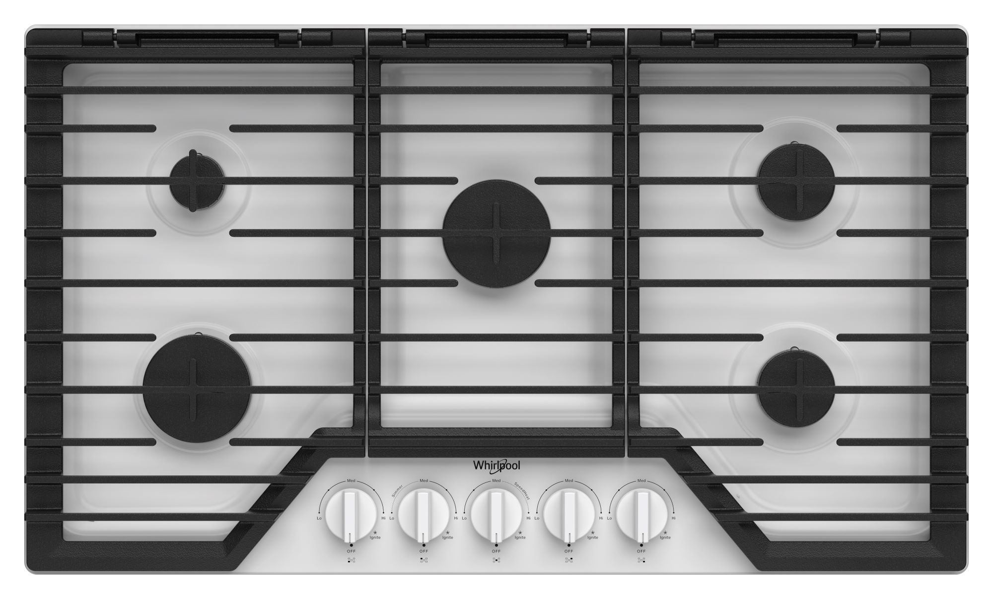 Whirlpool 36-in 5 burners White Gas Cooktop