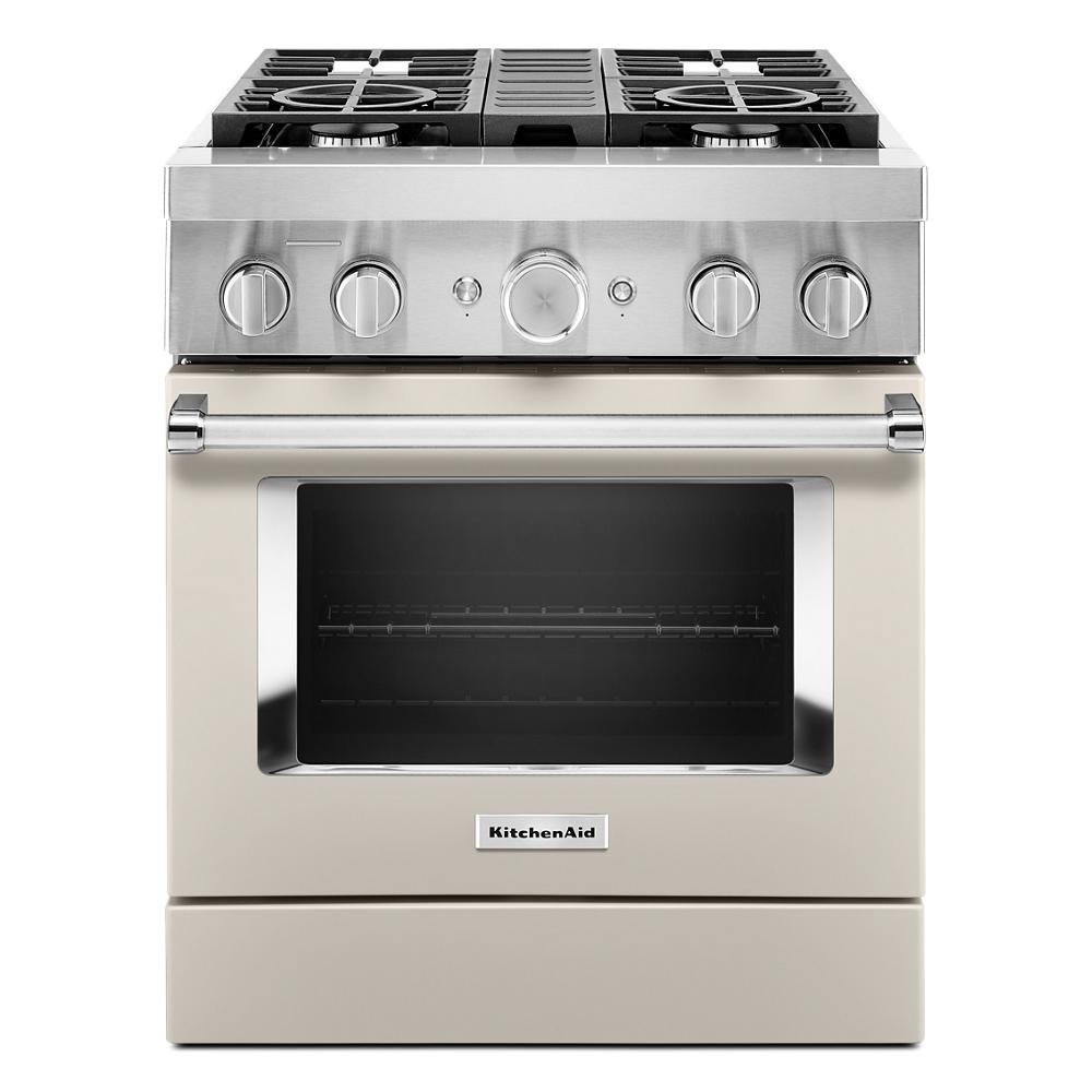 KitchenAid 30-in Deep recessed 4 burners Convection Oven Freestanding Dual Fuel Range ( Milkshake )