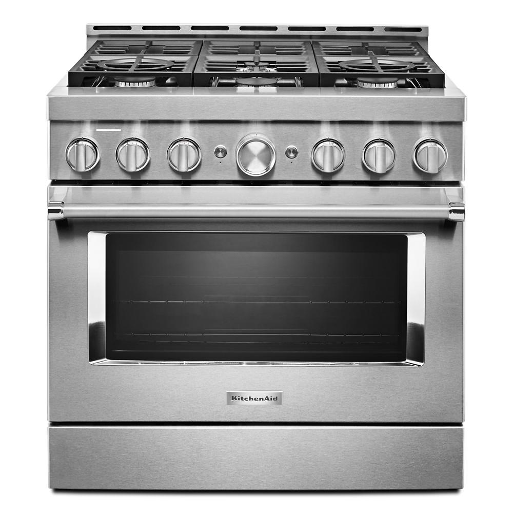 KitchenAid 36-in 6 burners 5.1-cu ft Convection Oven Freestanding Natural Gas Range ( Stainless steel )