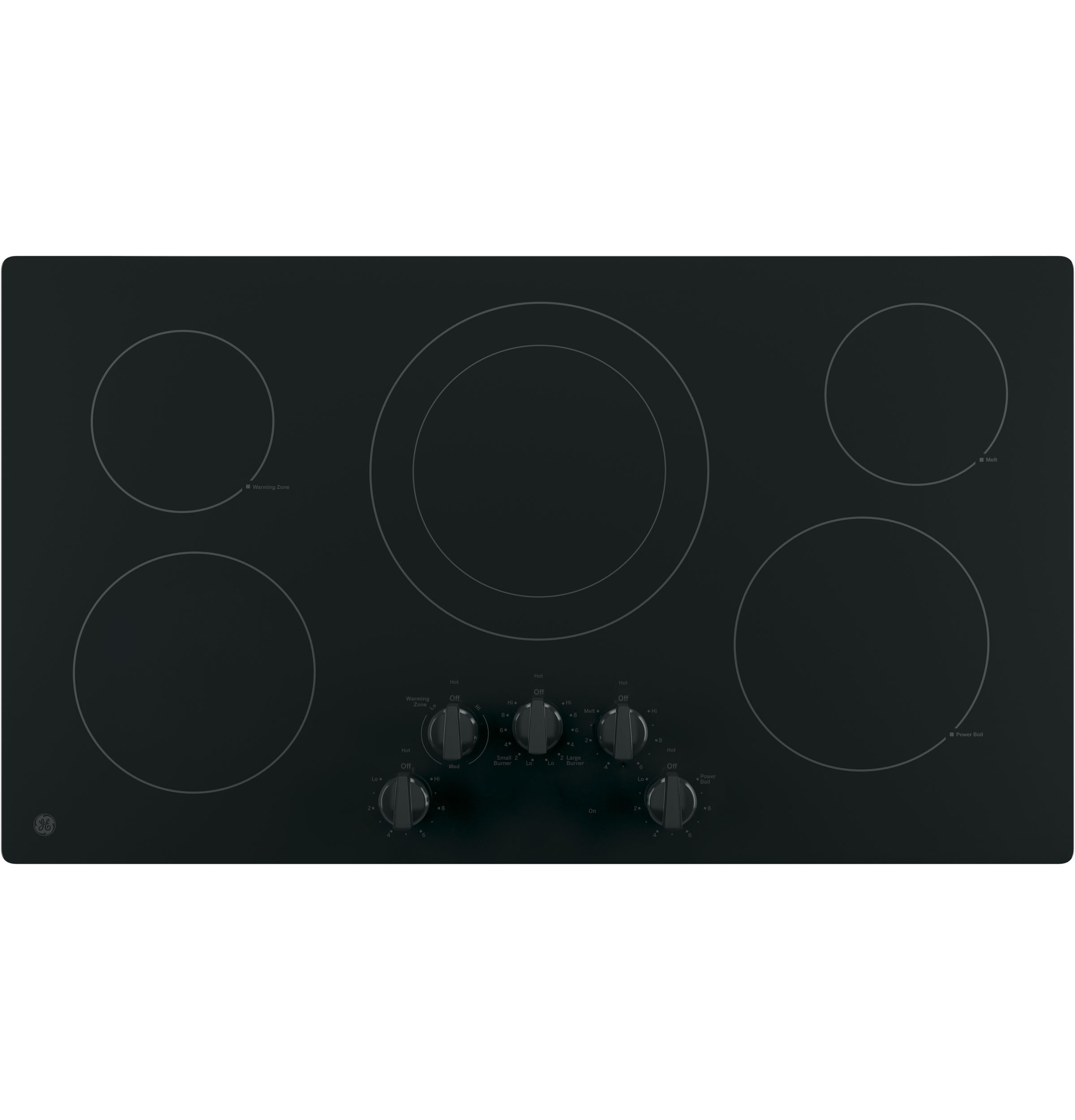 GE 36-in 5 burners Smooth Surface (Radiant) Black Electric Cooktop