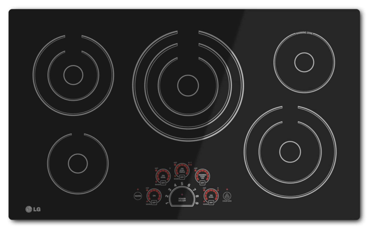 LG 36-in 5 burners Smooth Surface (Radiant) Black Electric Cooktop