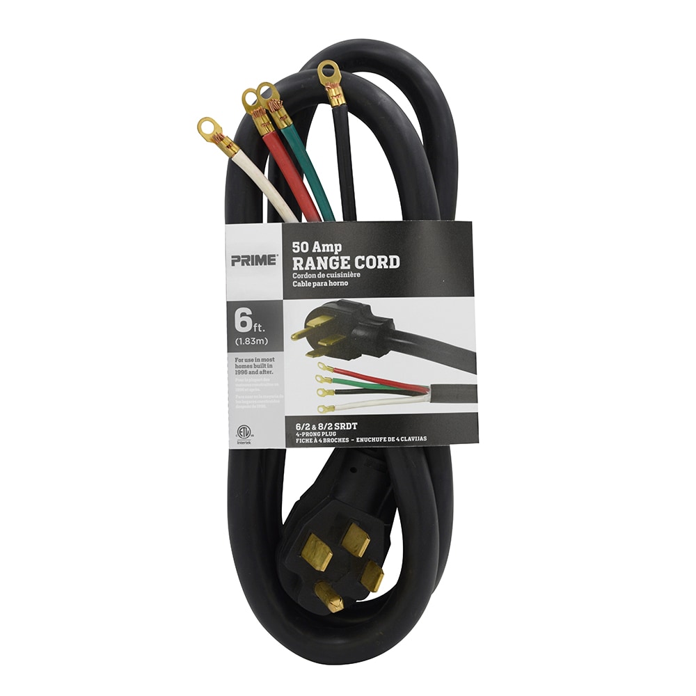 PRIME PRIME 6-ft 50 -Amp 4 -Prong Black Range Appliance Power Cord