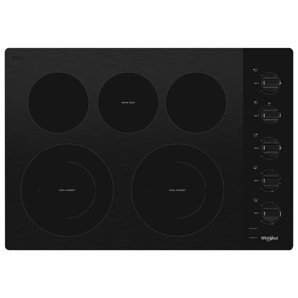 Whirlpool 30-in 5 burners Smooth Surface (Radiant) Black Electric Cooktop