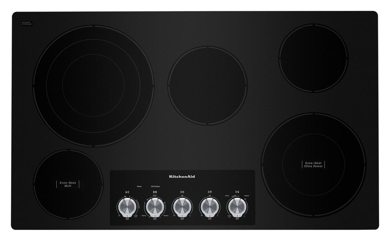 KitchenAid 36-in 5 burners Smooth Surface (Radiant) Black Electric Cooktop