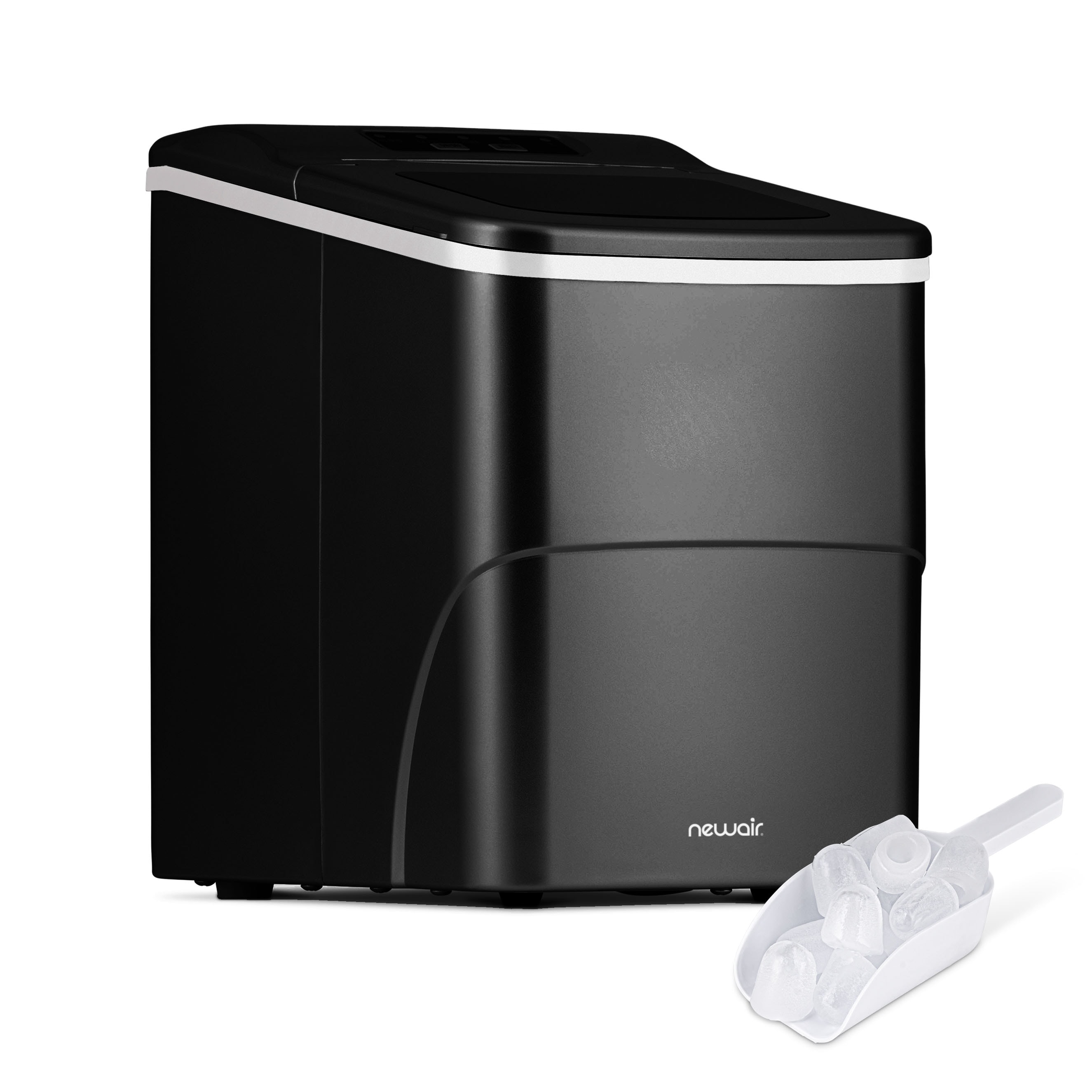 NewAir 26 lb Flip up Door Countertop or Portable Bullet Ice Maker Matte Black