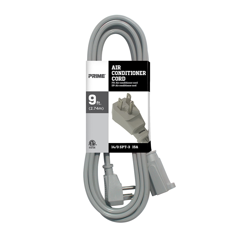 PRIME 9-ft 15 -Amp 3 -Prong Gray Air conditioner Appliance Power Cord